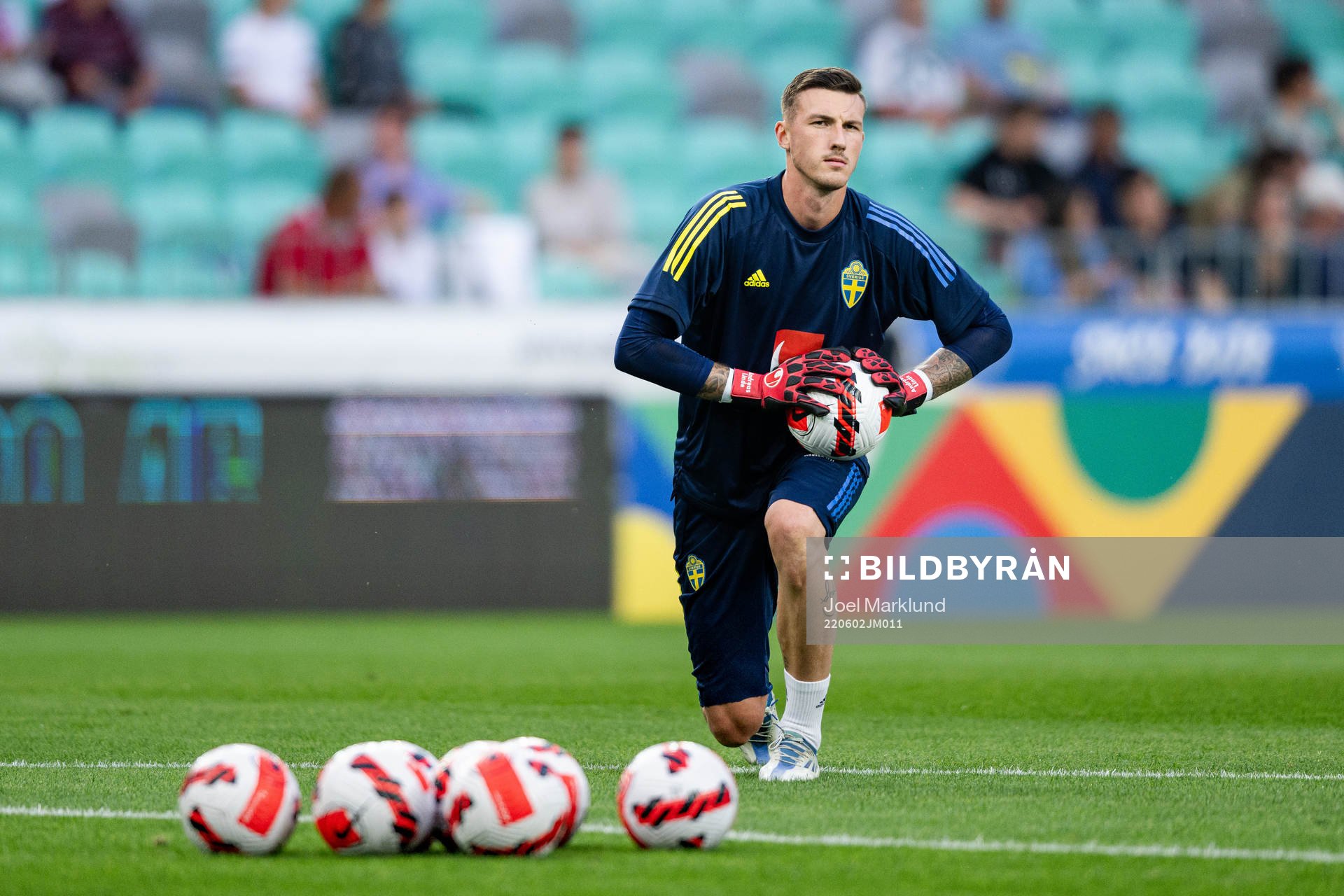 Goalkeeper Andreas Linde of Sweden