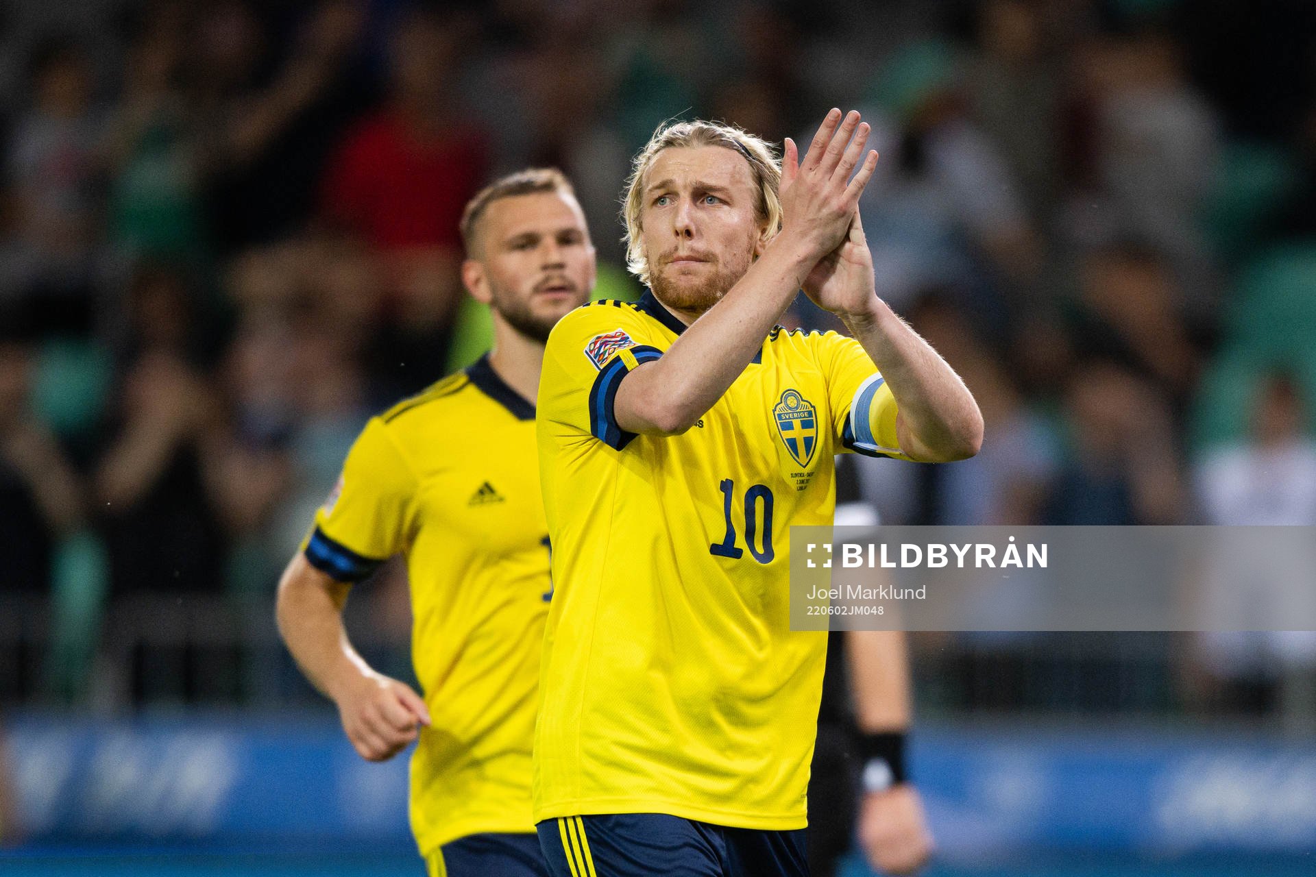 Emil Forsberg of Sweden celebrates the 0-1 goal