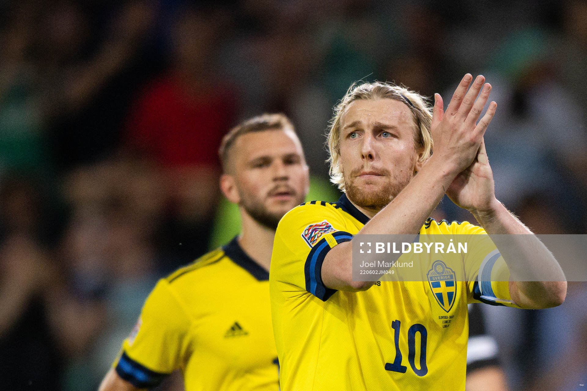 Emil Forsberg of Sweden celebrates the 0-1 goal