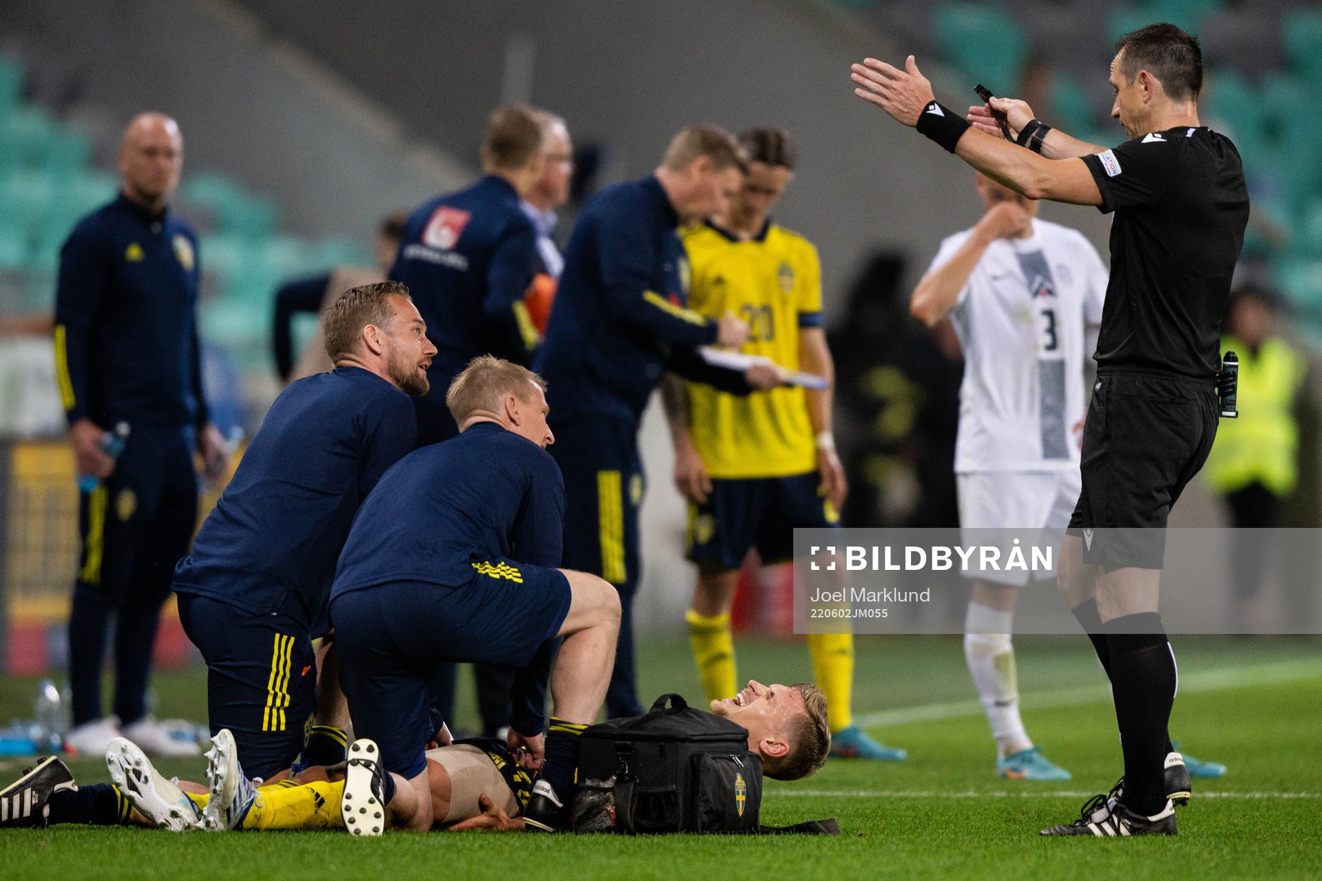 Carl Starfelt of Sweden in pain