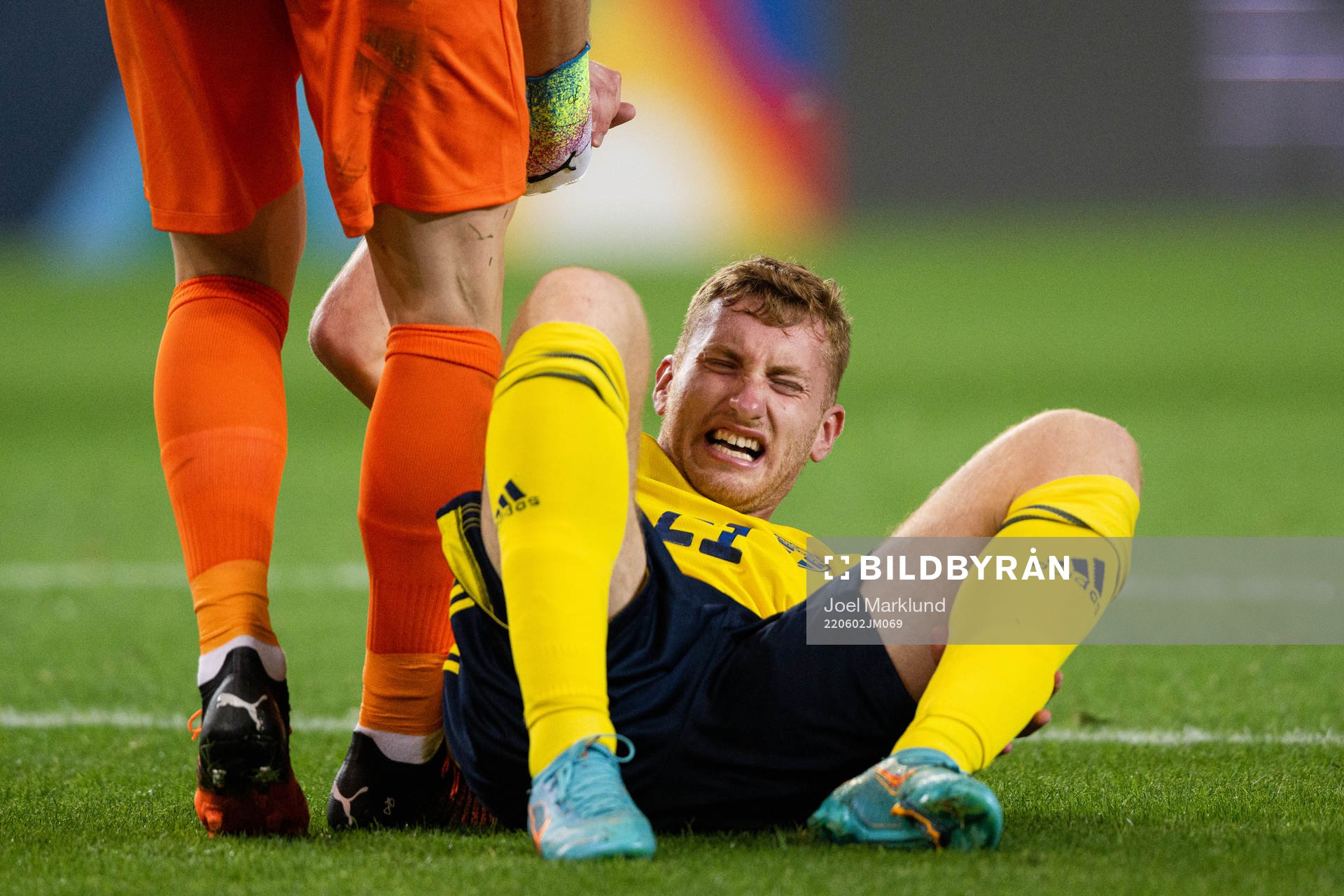 Dejan Kulusevski of Sweden in pain