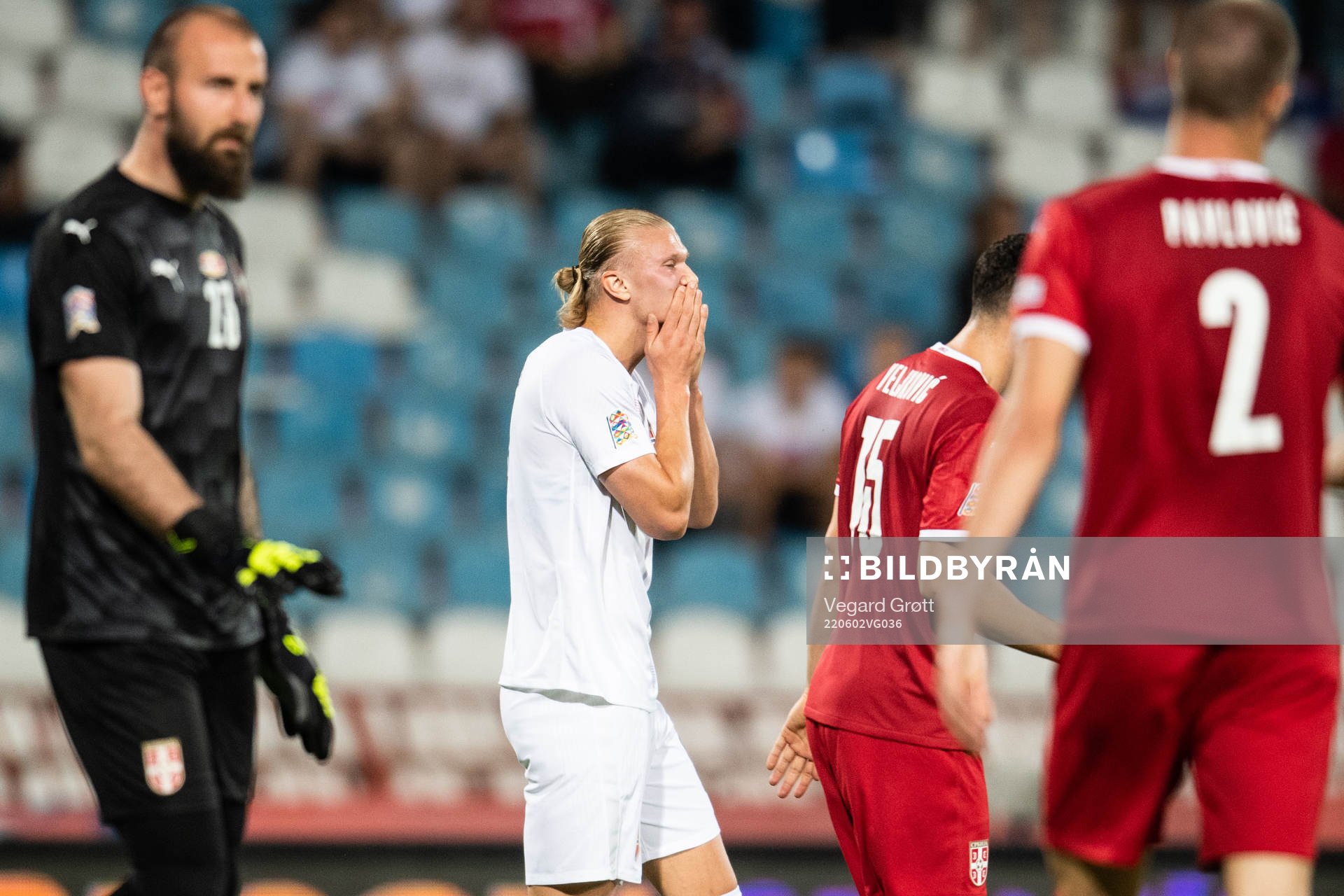 Erling Braut Haaland of Norway reacts