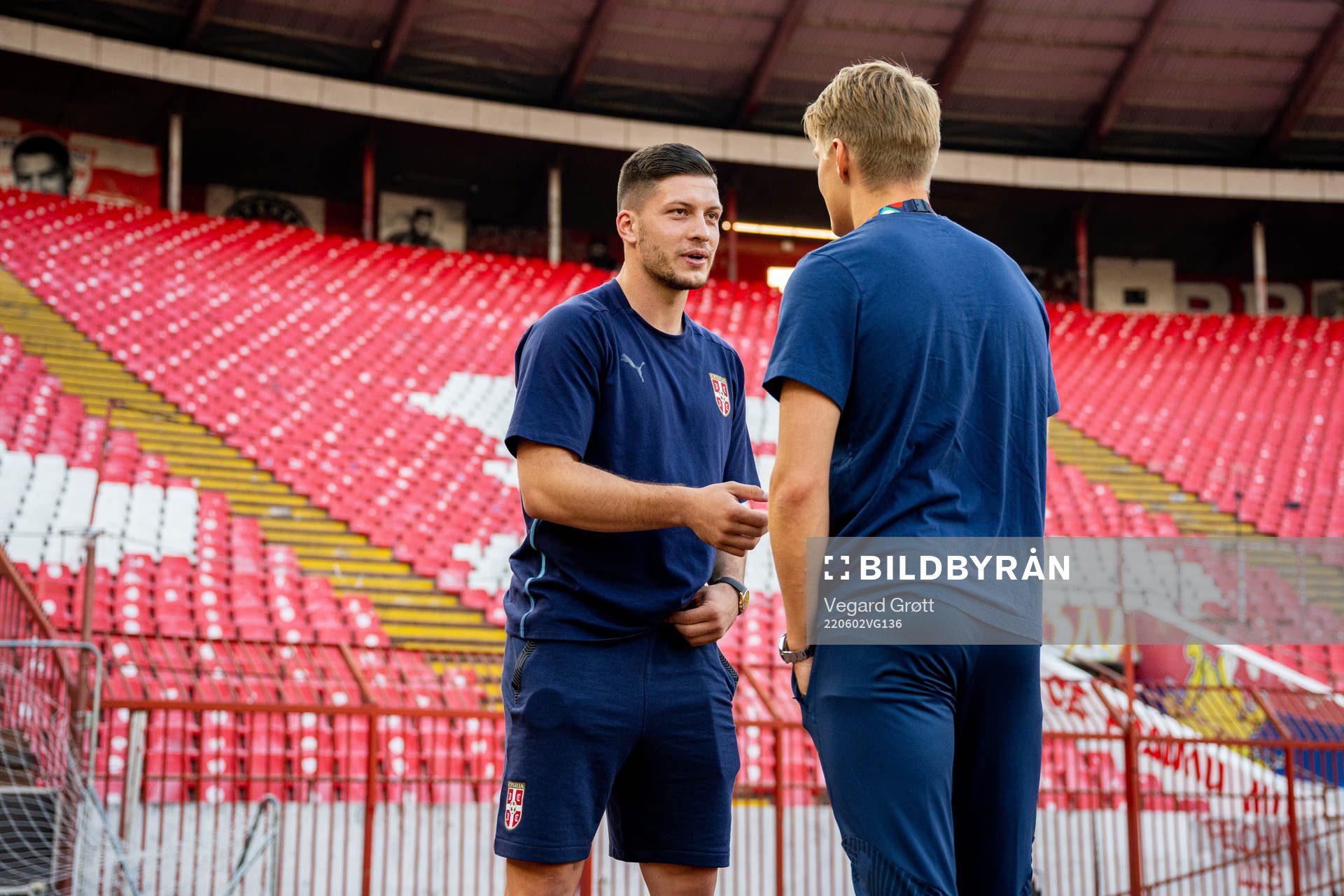 Luka Jović of Serbia and Martin Ødegaard of Norway