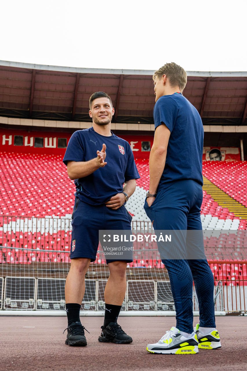 Luka Jović of Serbia and Martin Ødegaard of Norway