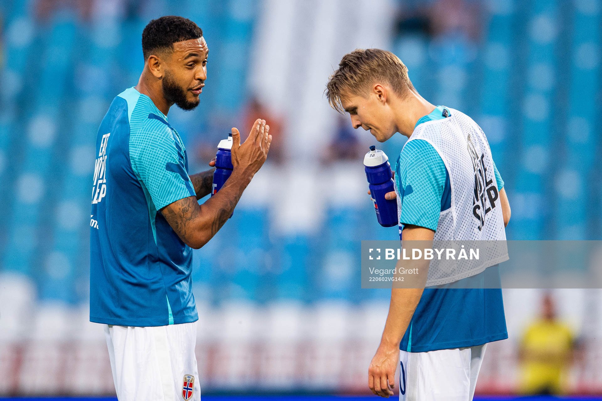 Joshua King and Martin Ødegaard of Norway