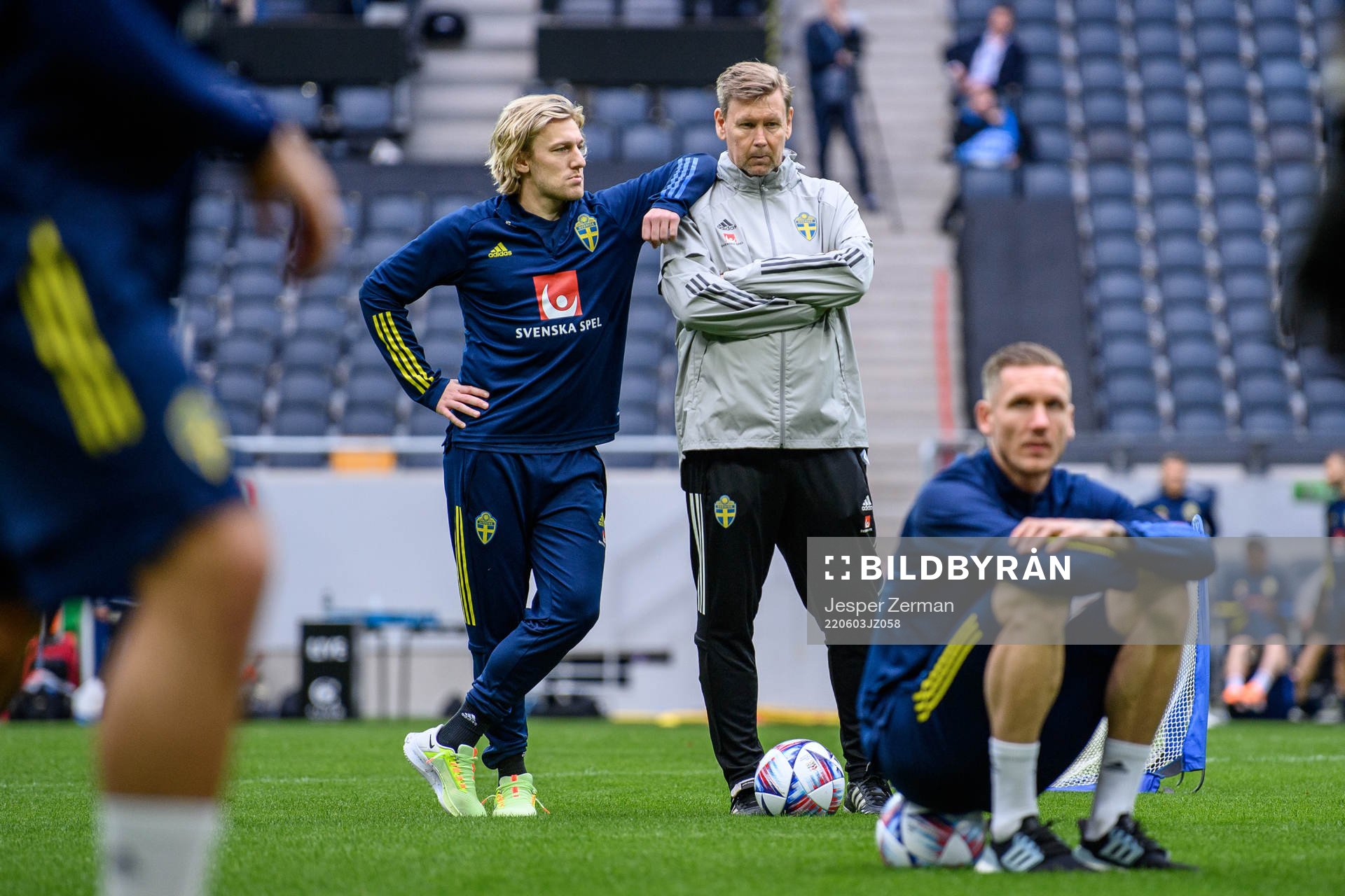 Emil Forsberg and assistant coach Peter Wettergren of the
