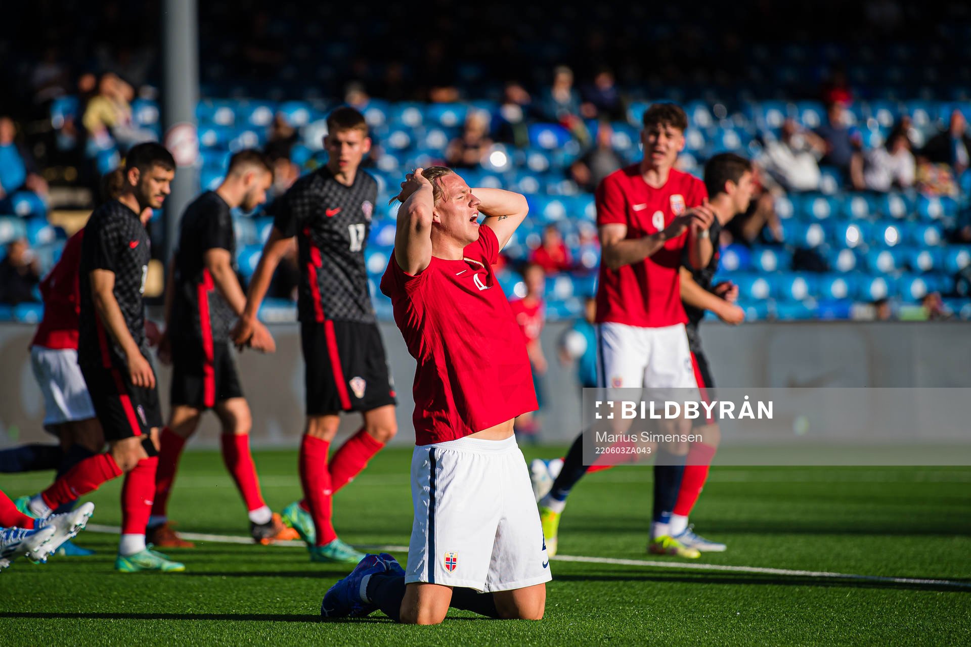 Jesper Norman Daland of Norway reacts