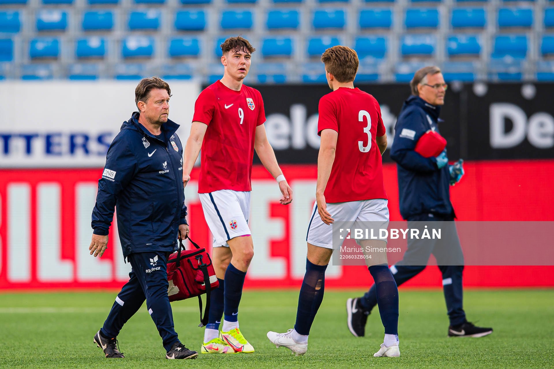 Jørgen Strand Larsen of Norway walks off the pitch