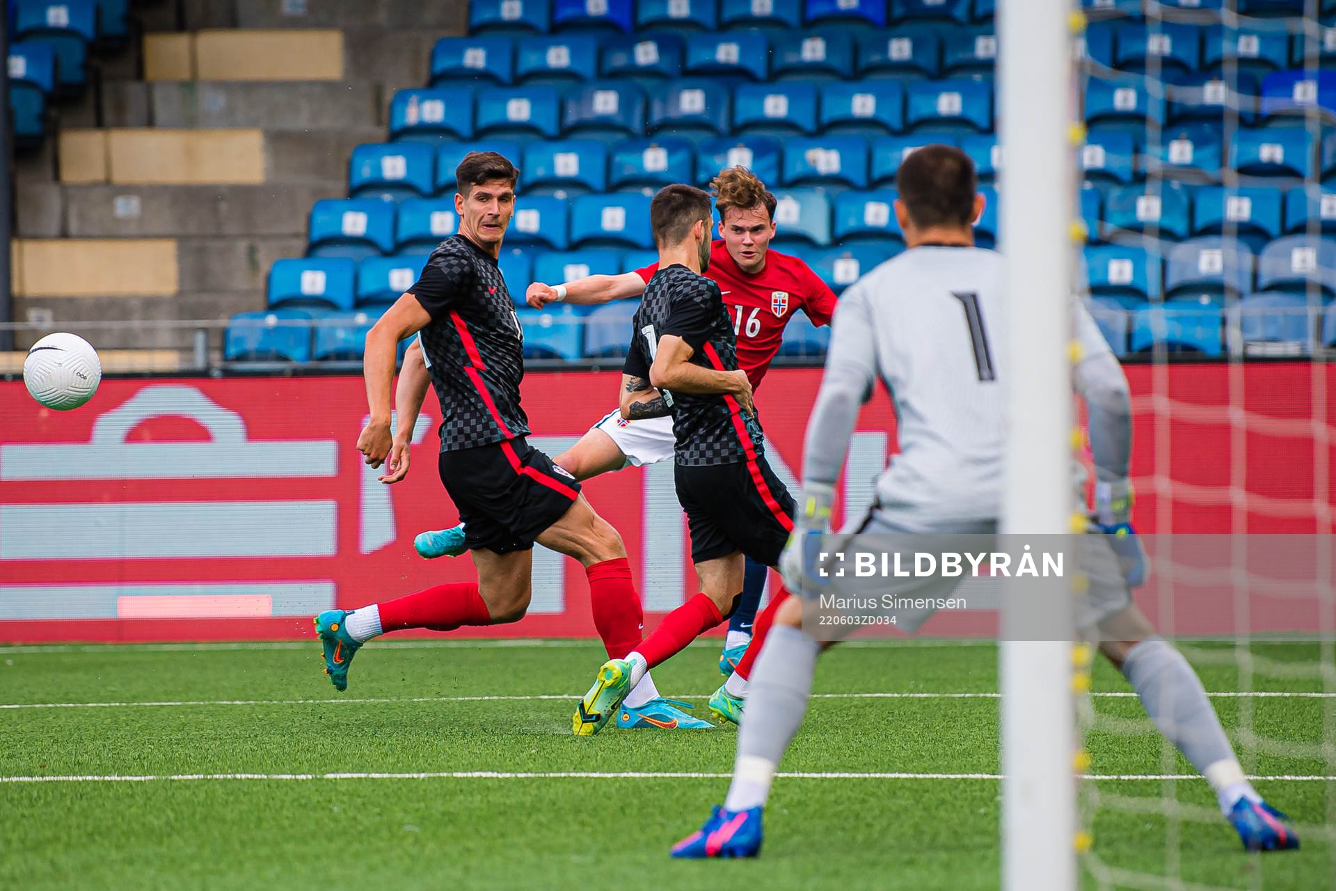 Kristian Fredrik Malt Arnstad of Norway during the UEFA European Under-21 Qualifier football match between Norway and Croatia on June 3, 2022 in Drammen.