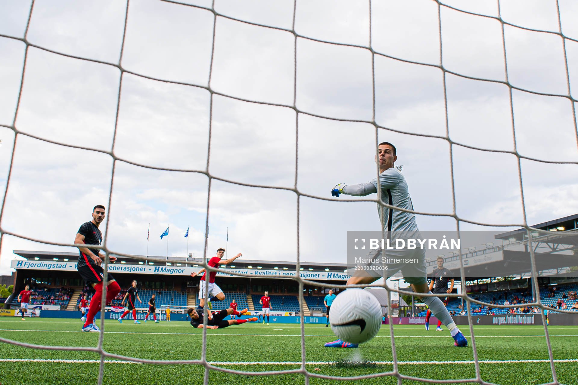 Jørgen Strand Larsen of Norway scores a disallowed goal