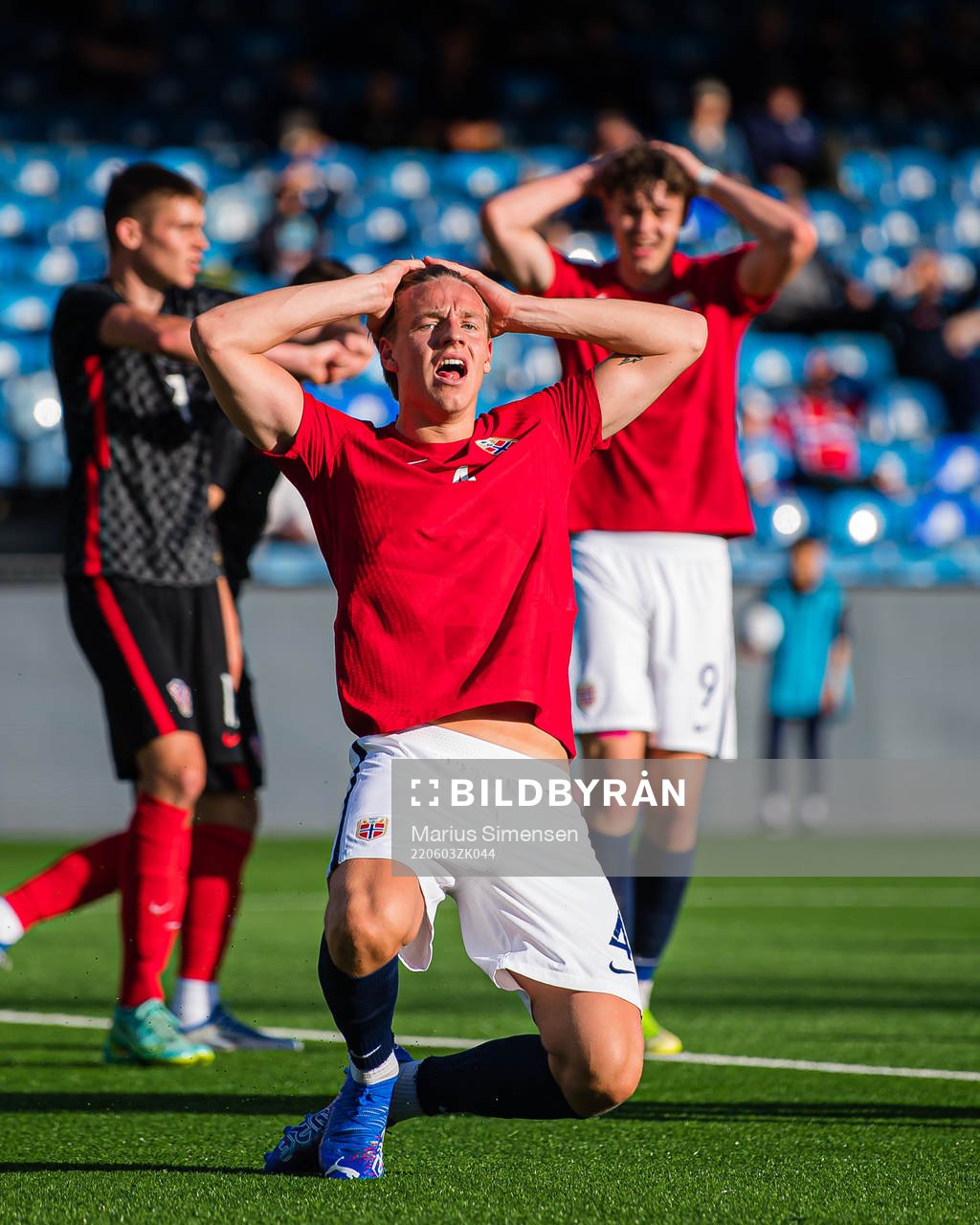 Jesper Norman Daland of Norway reacts