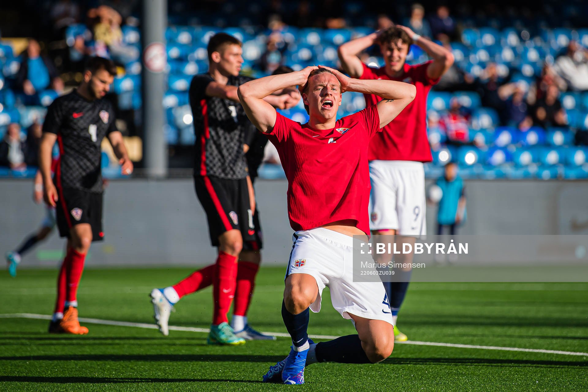 Jesper Norman Daland of Norway reacts