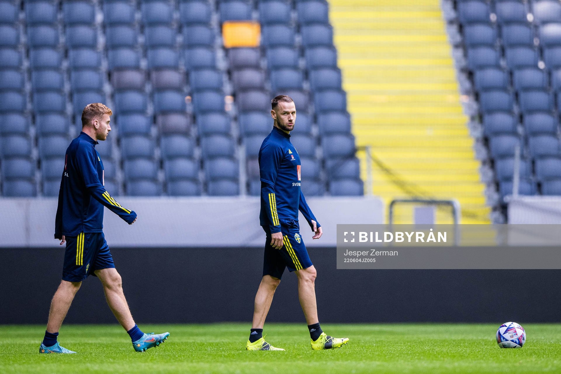Dejan Kulusevski and Alexander Milosevic of the Swedish