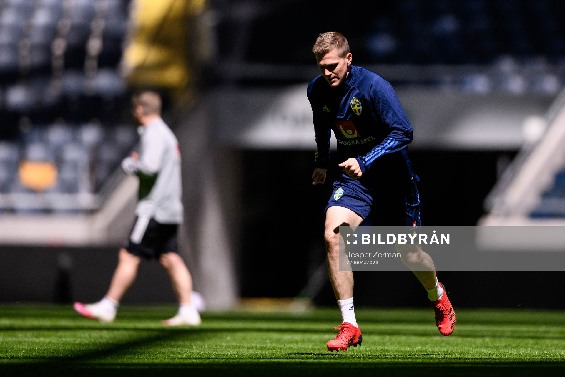Joakim Nilsson of the Swedish national football team during a training session on June 4, 2022 in Stockholm. 
