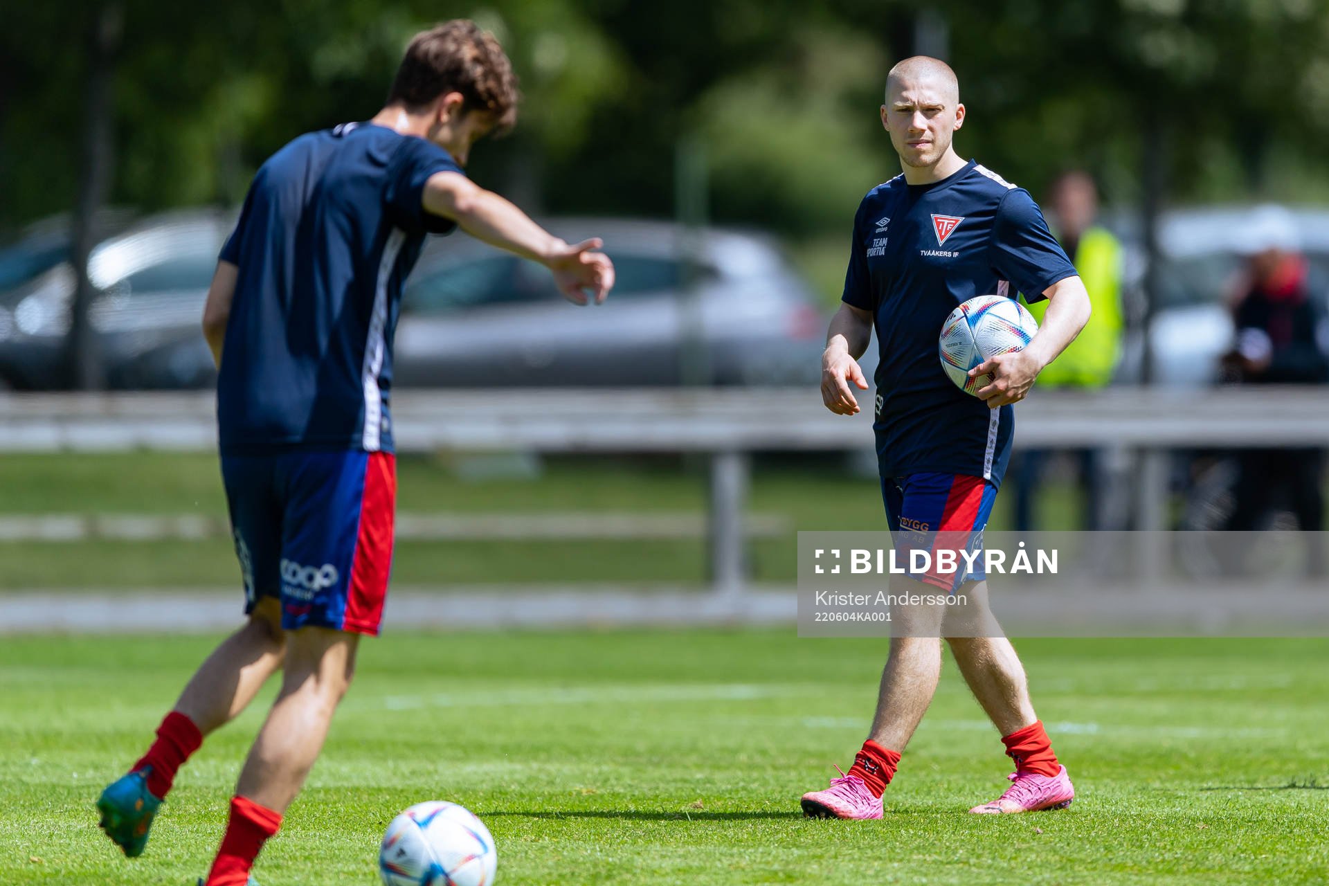 Tvååkers David Struski Persson före fotbollsmatchen i
