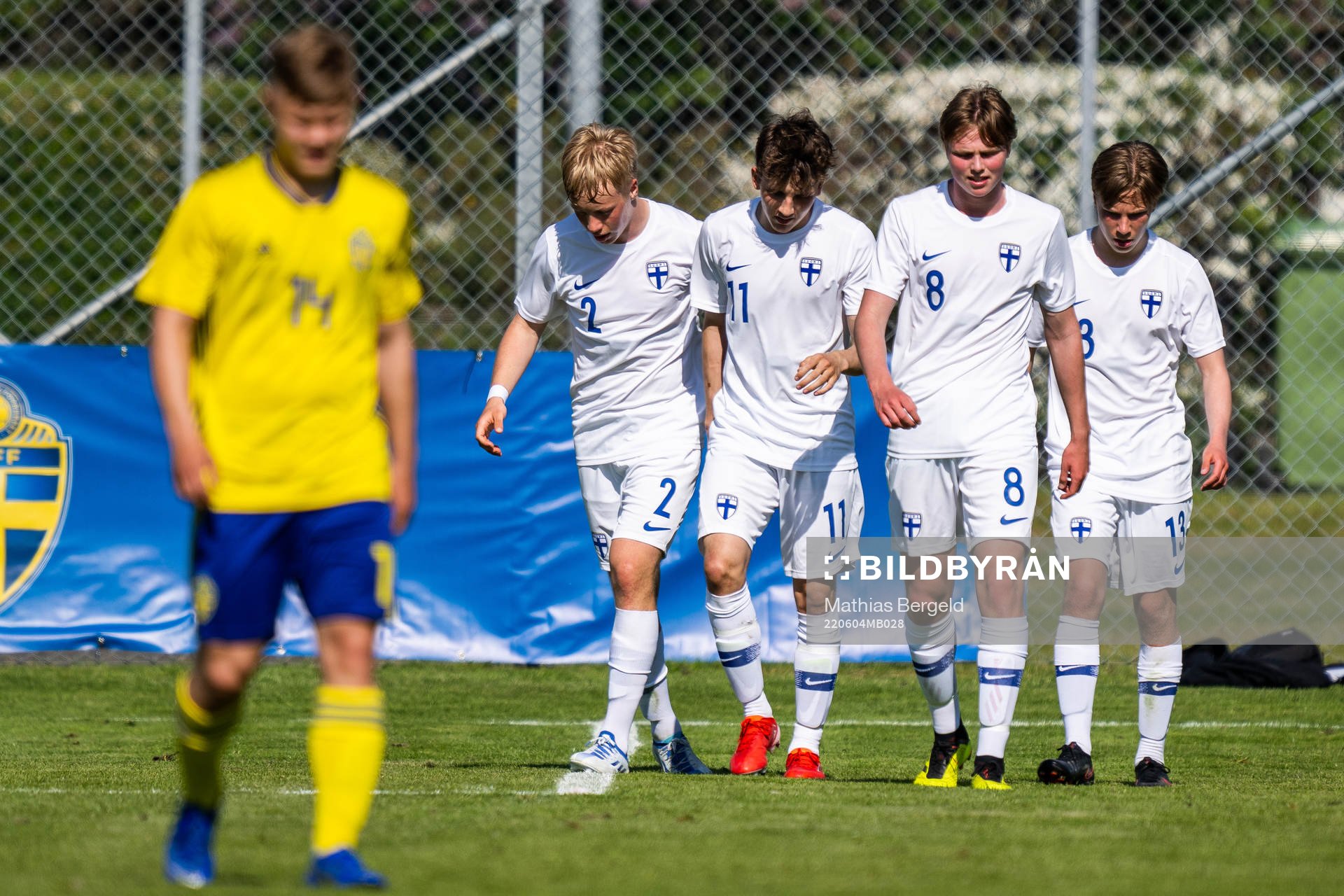 Finlands Leo Kyllönen, Daniel Rökman (målskytt), Niilo