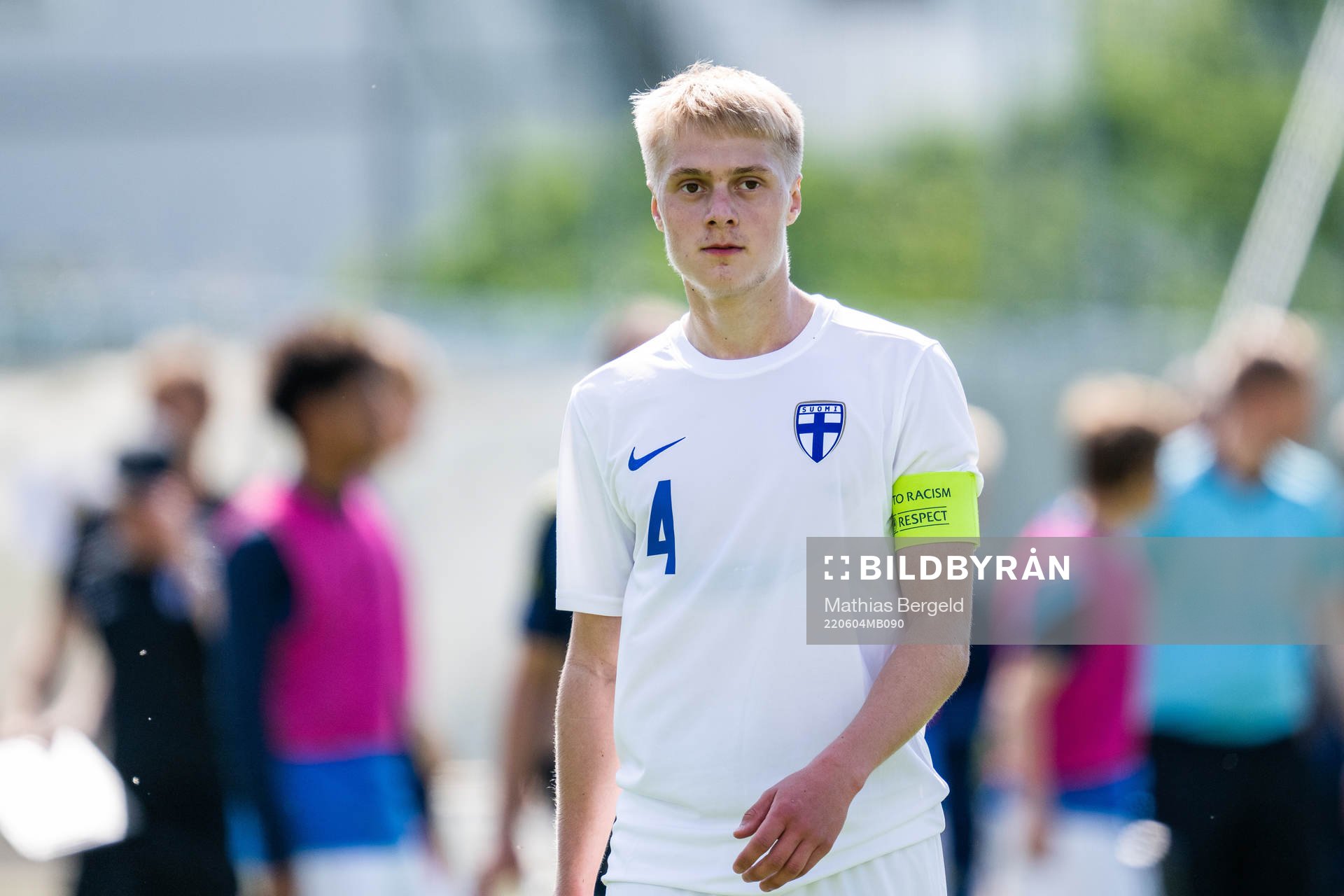 Finlands Rony Jansson under fotbollsmatchen i trenationersturneringen för P18 mellan Sverige och Finland den 4 juni 2022 i Skene. 