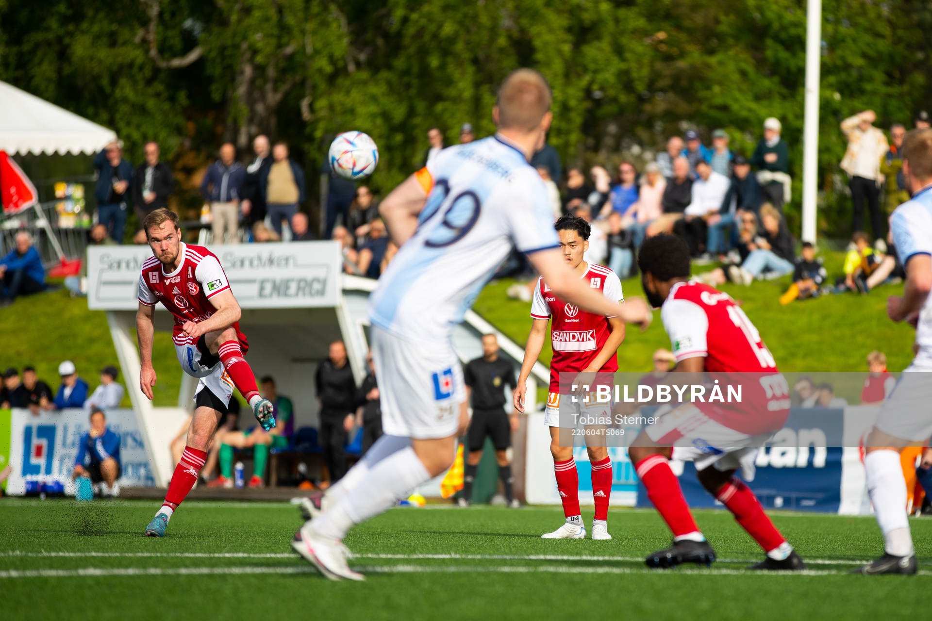 Sandvikens Martin Springfeldt under fotbollsmatchen i Ettan norra mellan Sandviken och Gefle den 4 juni 2022 i Sandviken. 