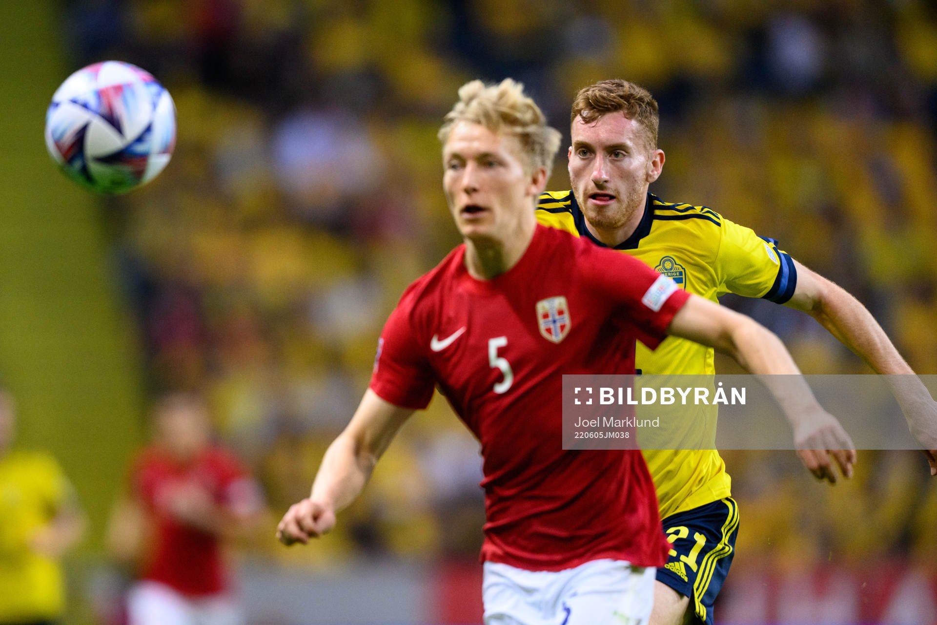 Birger Meling of Norway and Dejan Kulusevski of Sweden