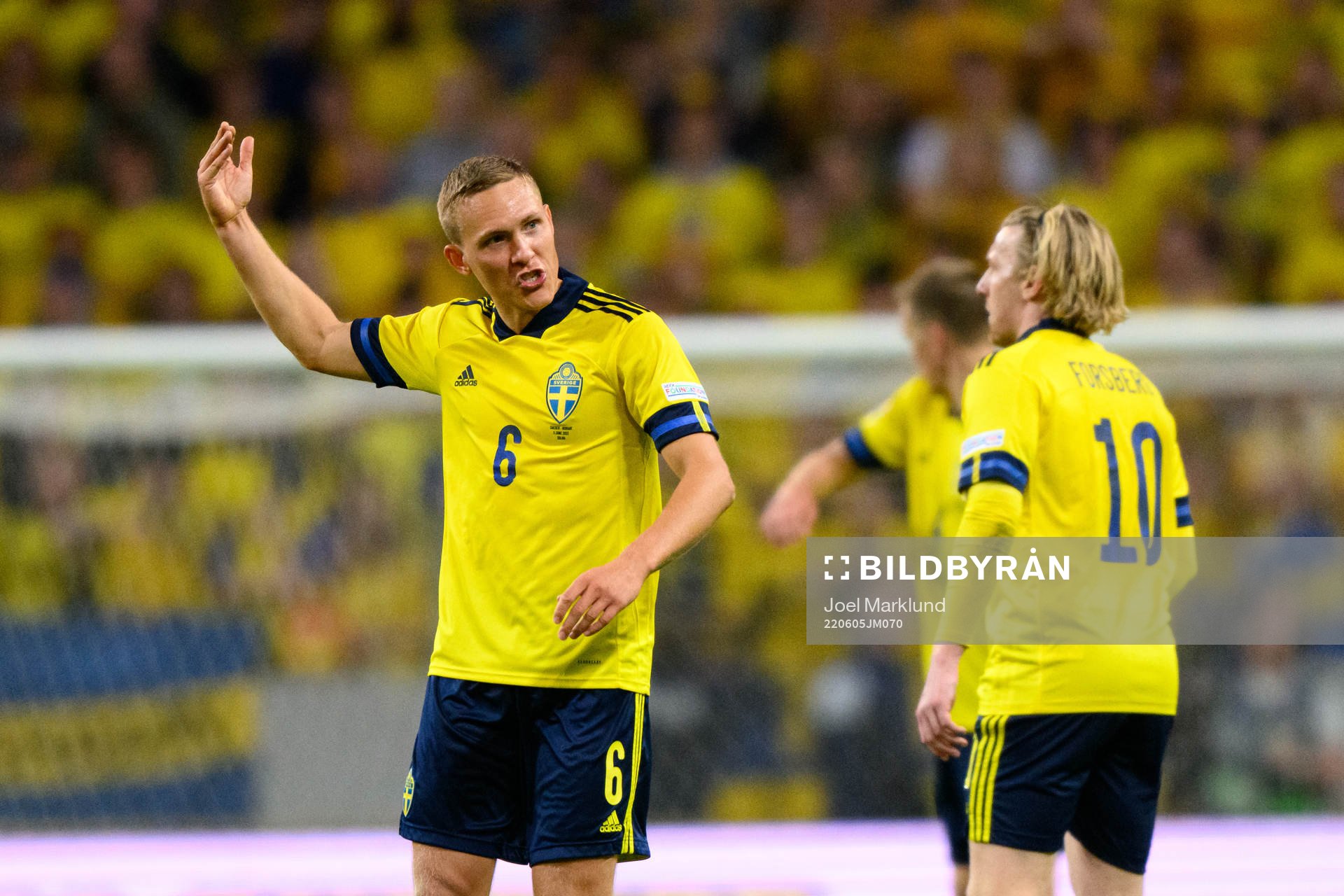 Ludwig Augustinsson of Sweden reacts