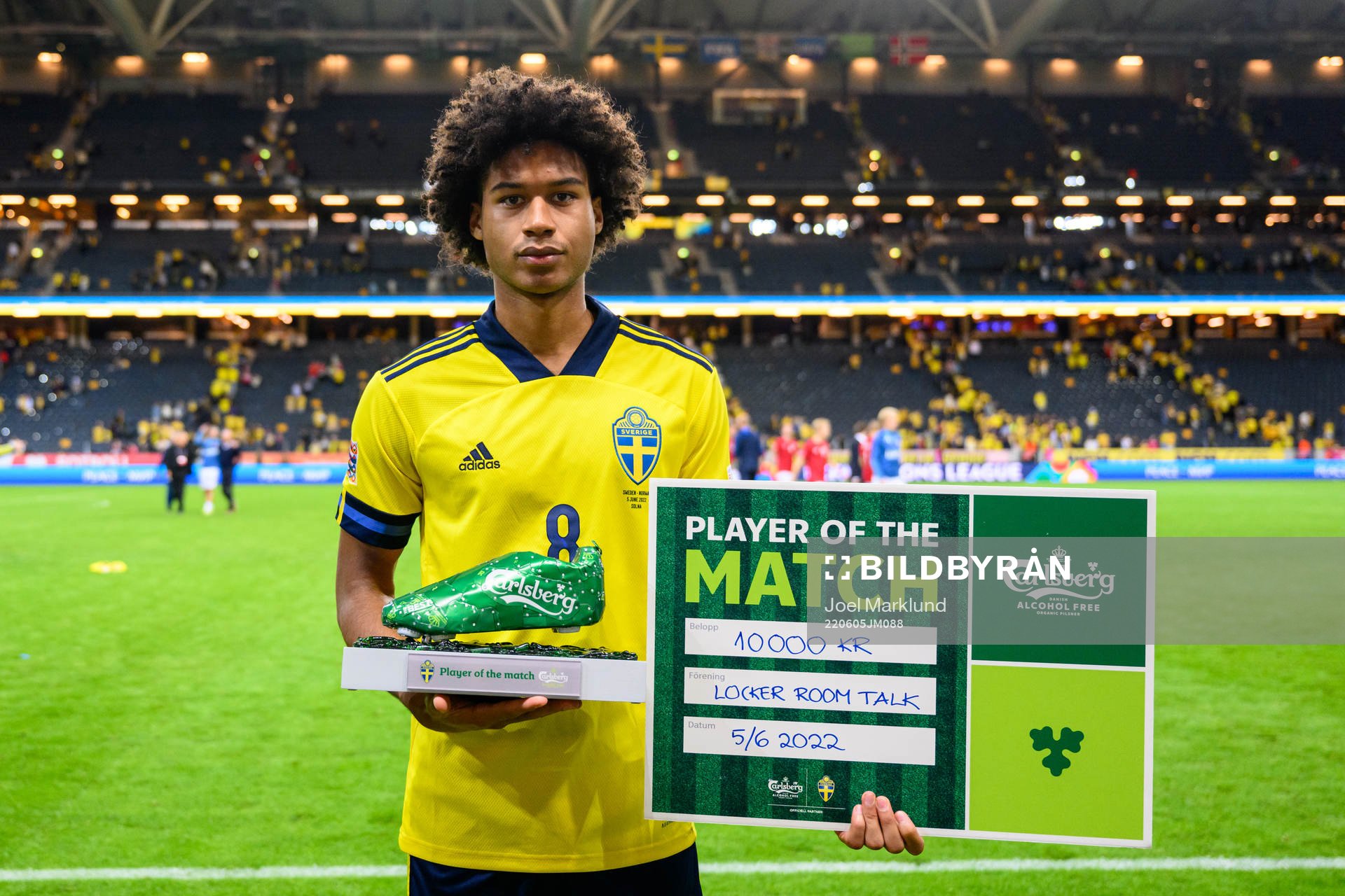 Jens Cajuste of Sweden is awarded player of the match