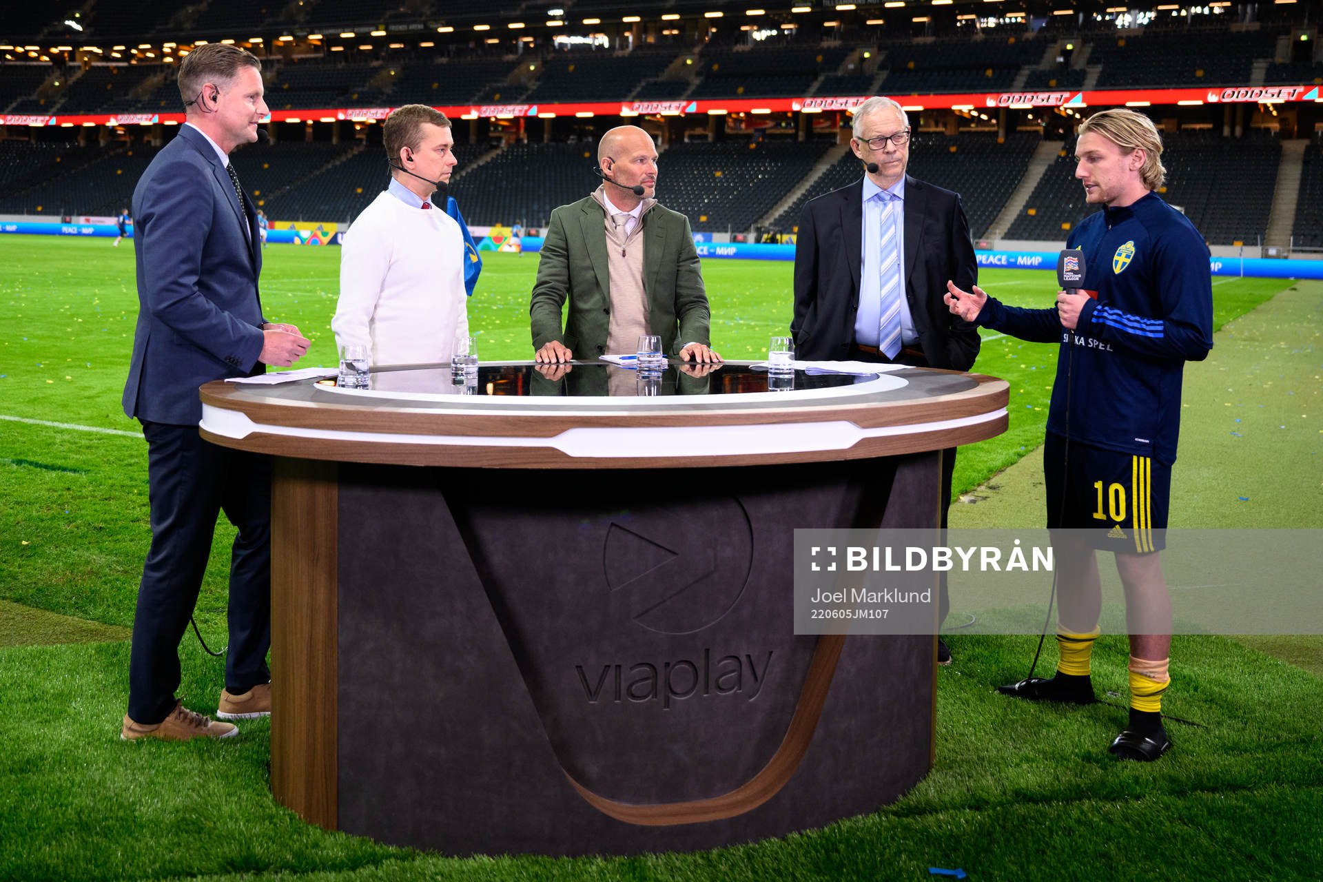 Emil Forsberg of Sweden in the Viaplay studio