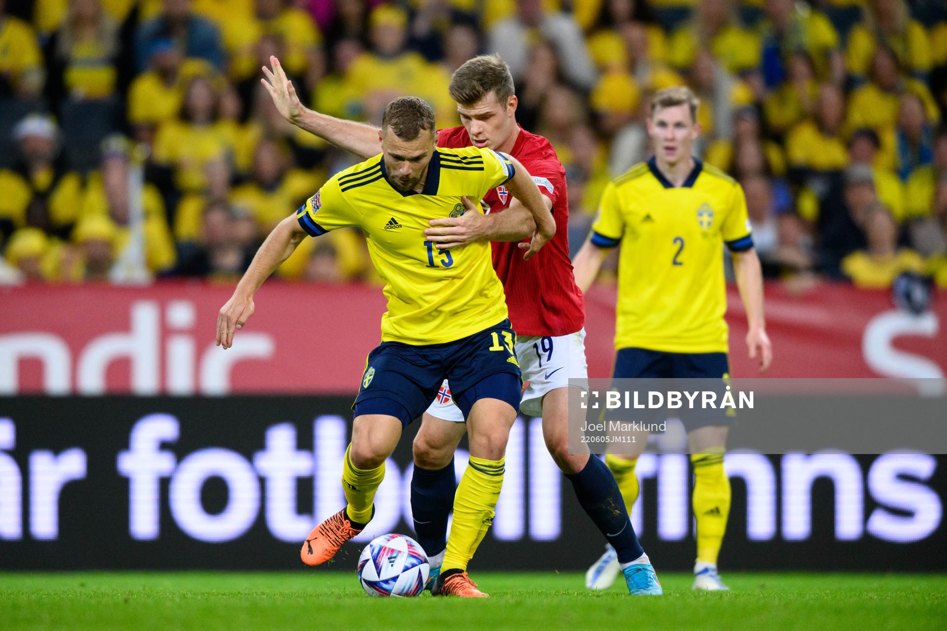 Jesper Karlström of Sweden and Alexander Sørloth of Norway