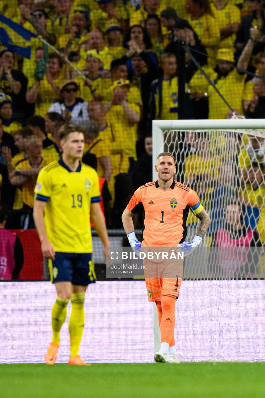 Goalkeeper Robin Olsen of Sweden looks dejected
