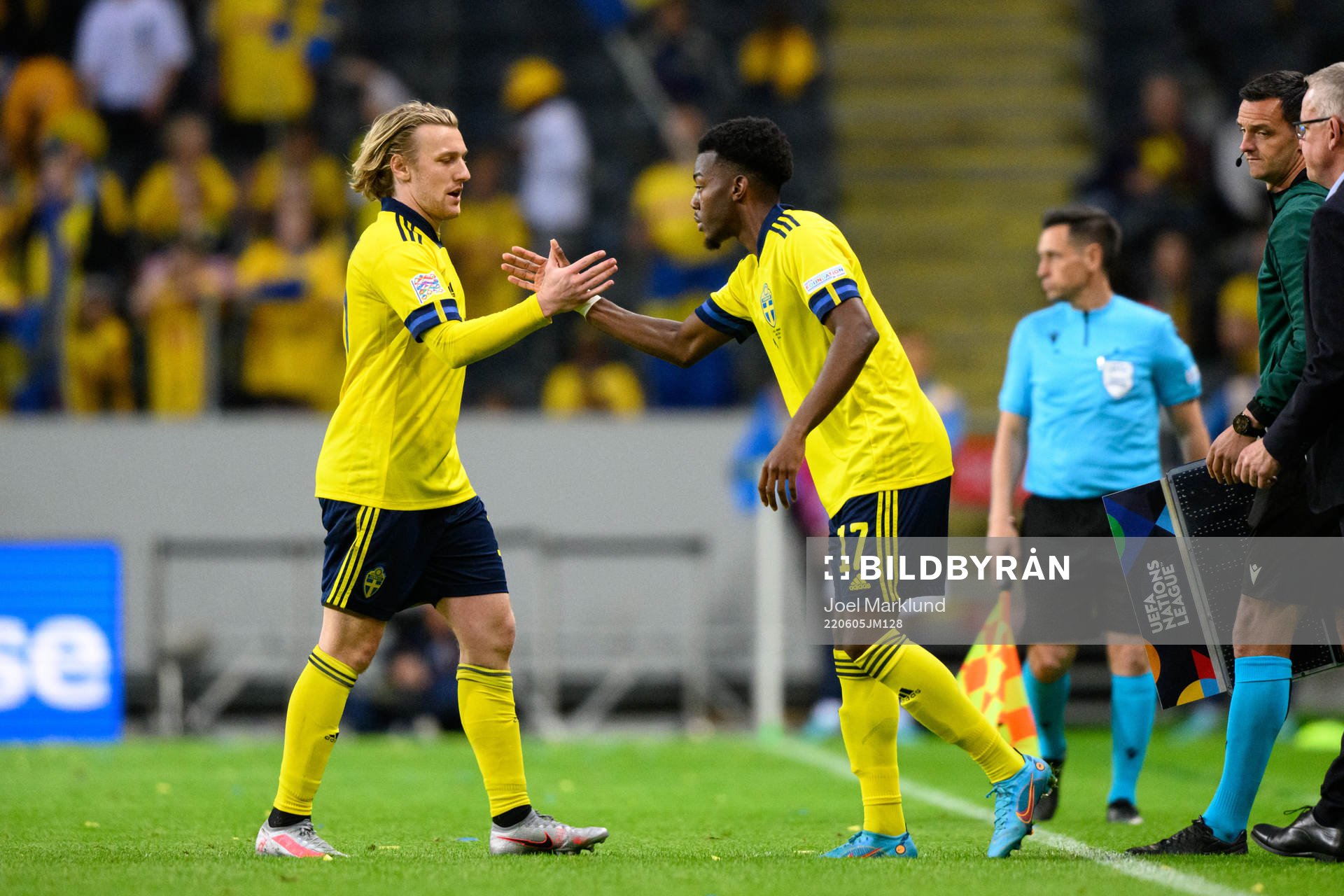Emil Forsberg of Sweden is replaced by Anthony Elanga