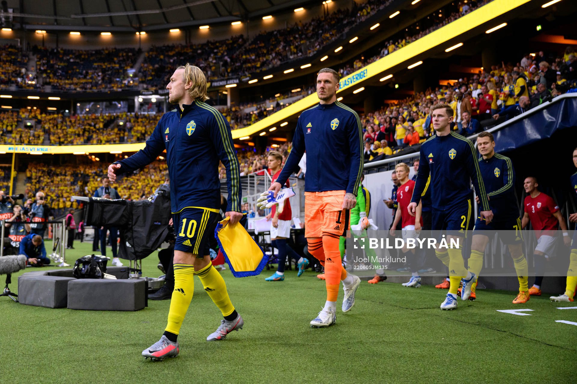 Emil Forsberg, goalkeeper Robin Olsen and Emil Krafth of