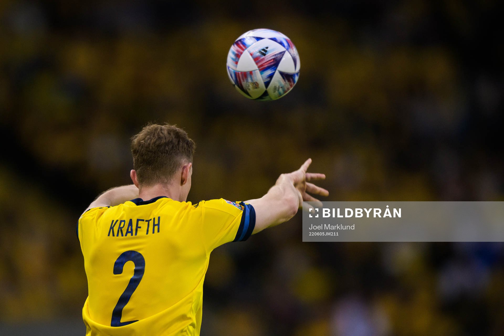 Emil Krafth of Sweden throws the ball