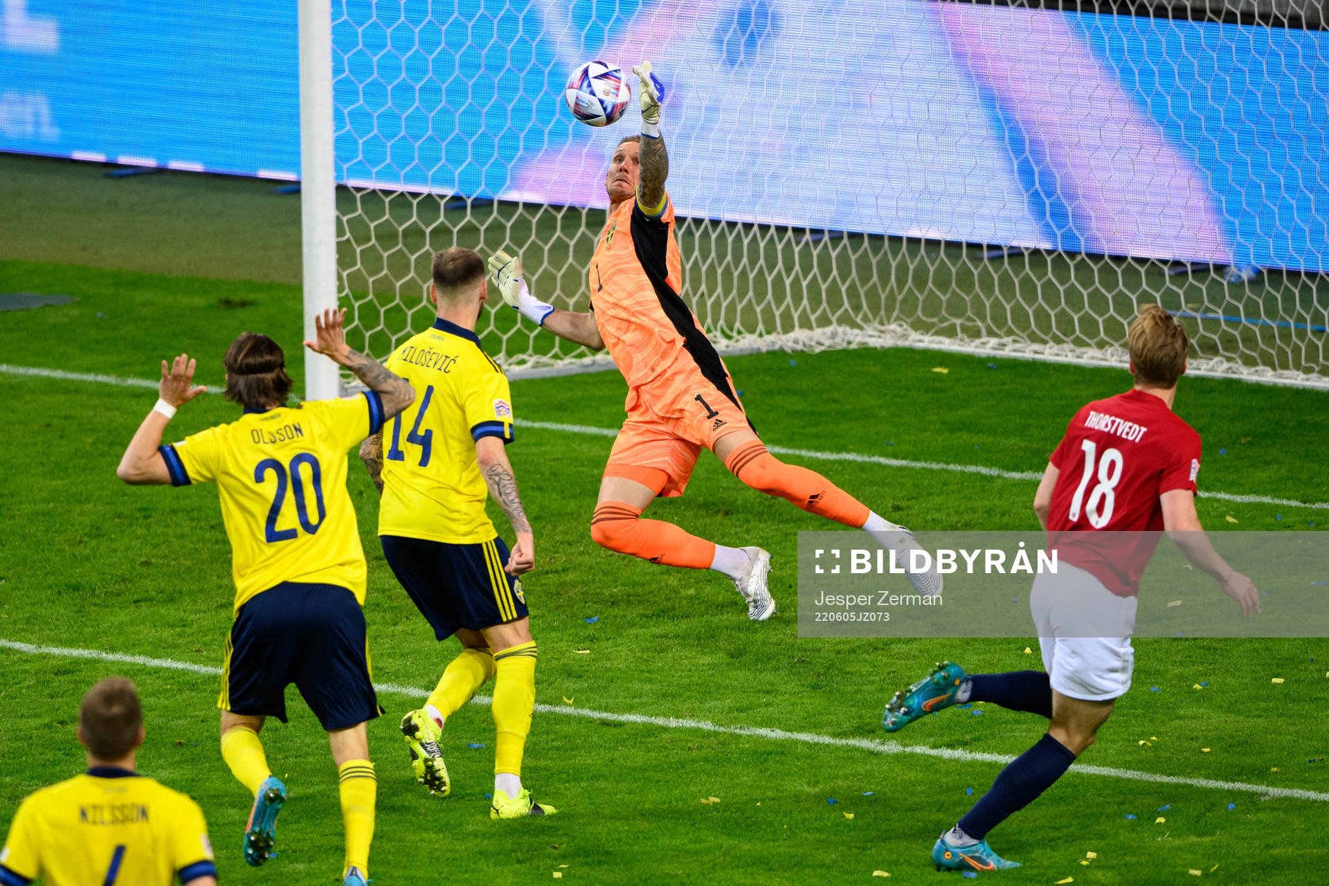 Goalkeeper Robin Olsen of Sweden