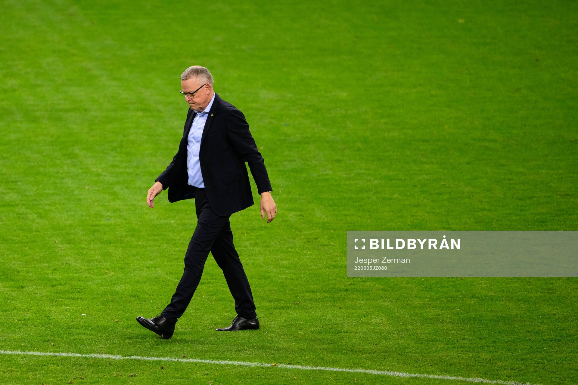 Head coach Janne Andersson looks dejected