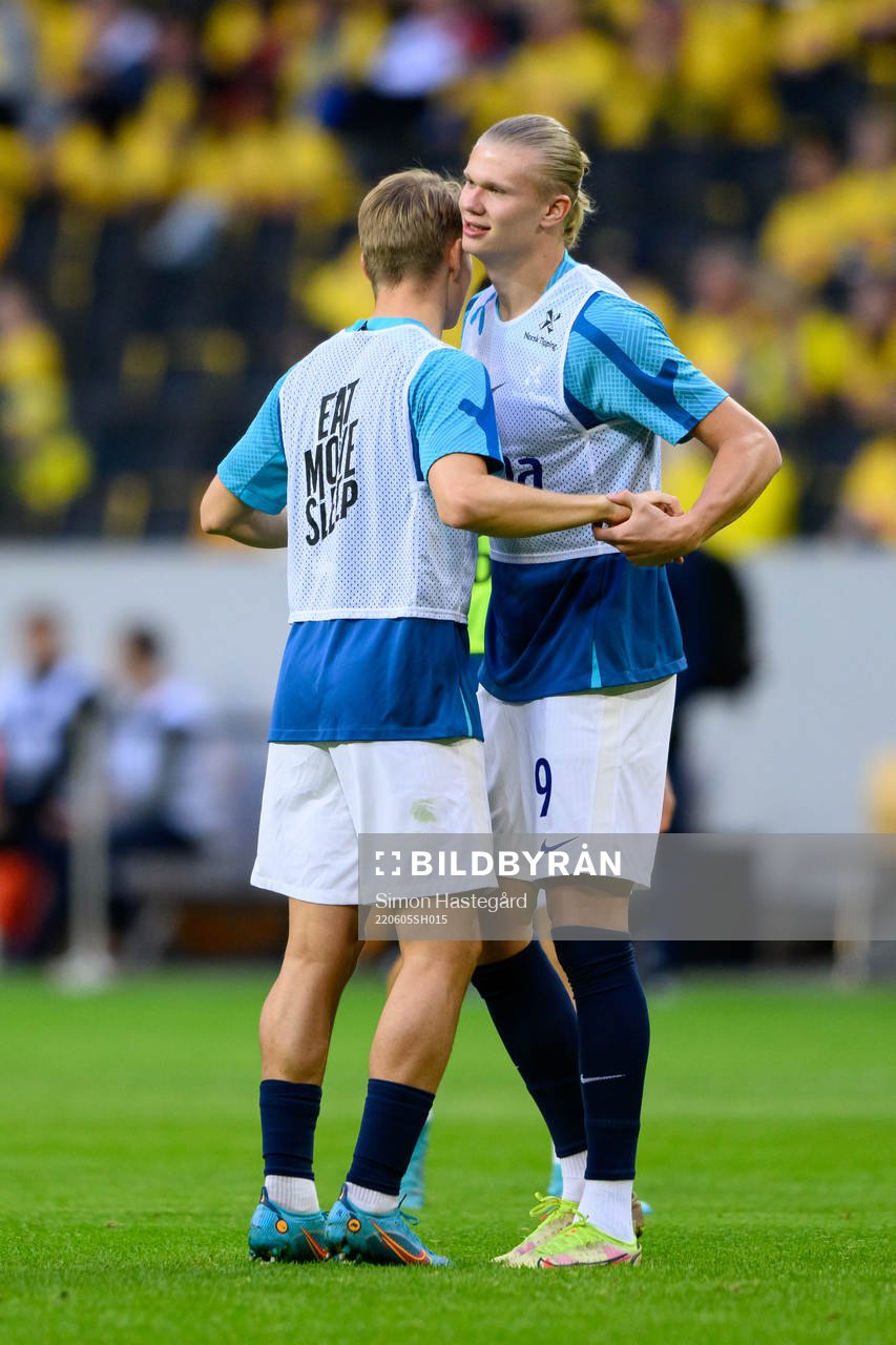 Martin Ødegaard and Erling Braut Haaland of Norway