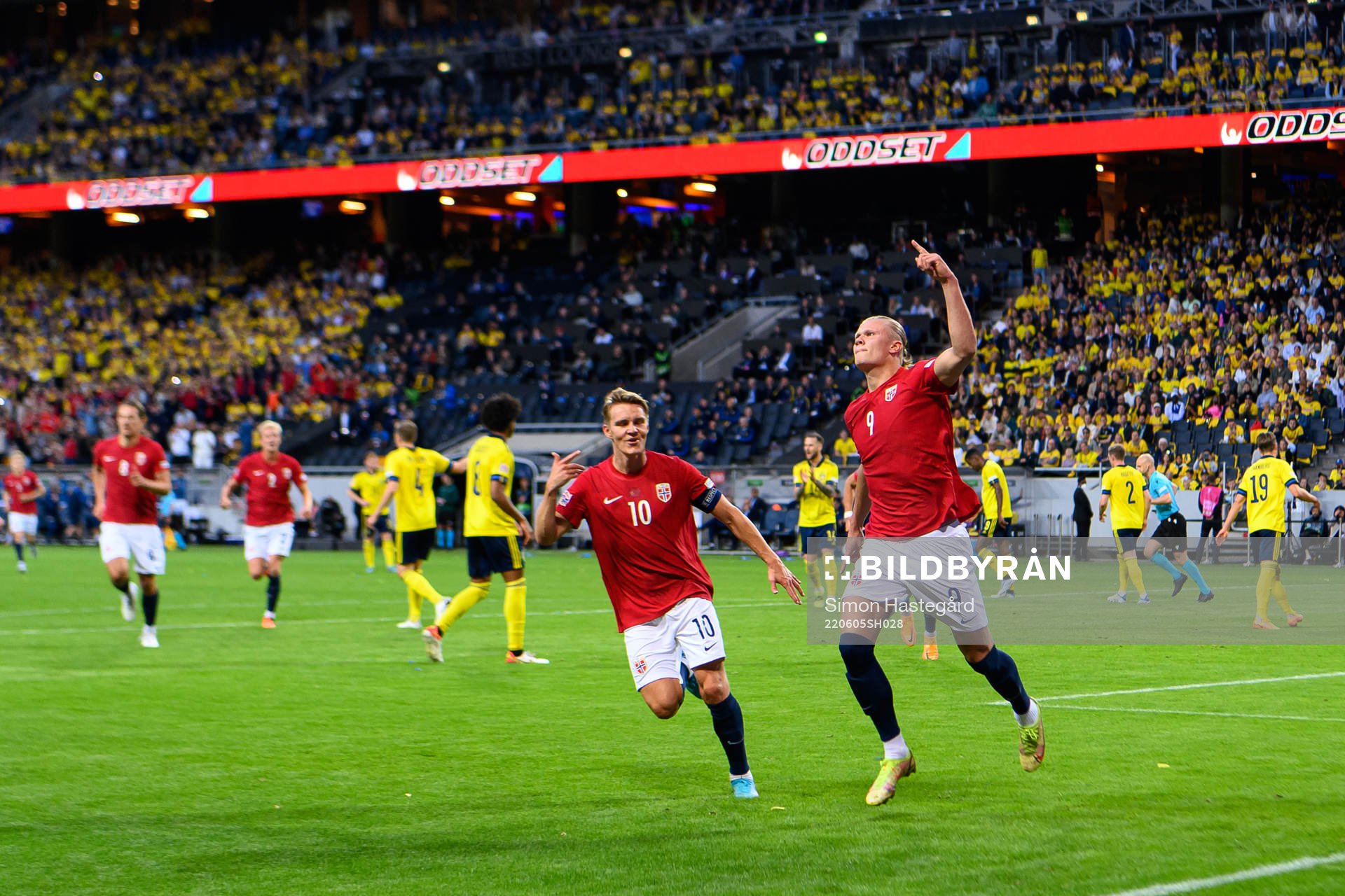 Martin Ødegaard and Erling Braut Haaland of Norway