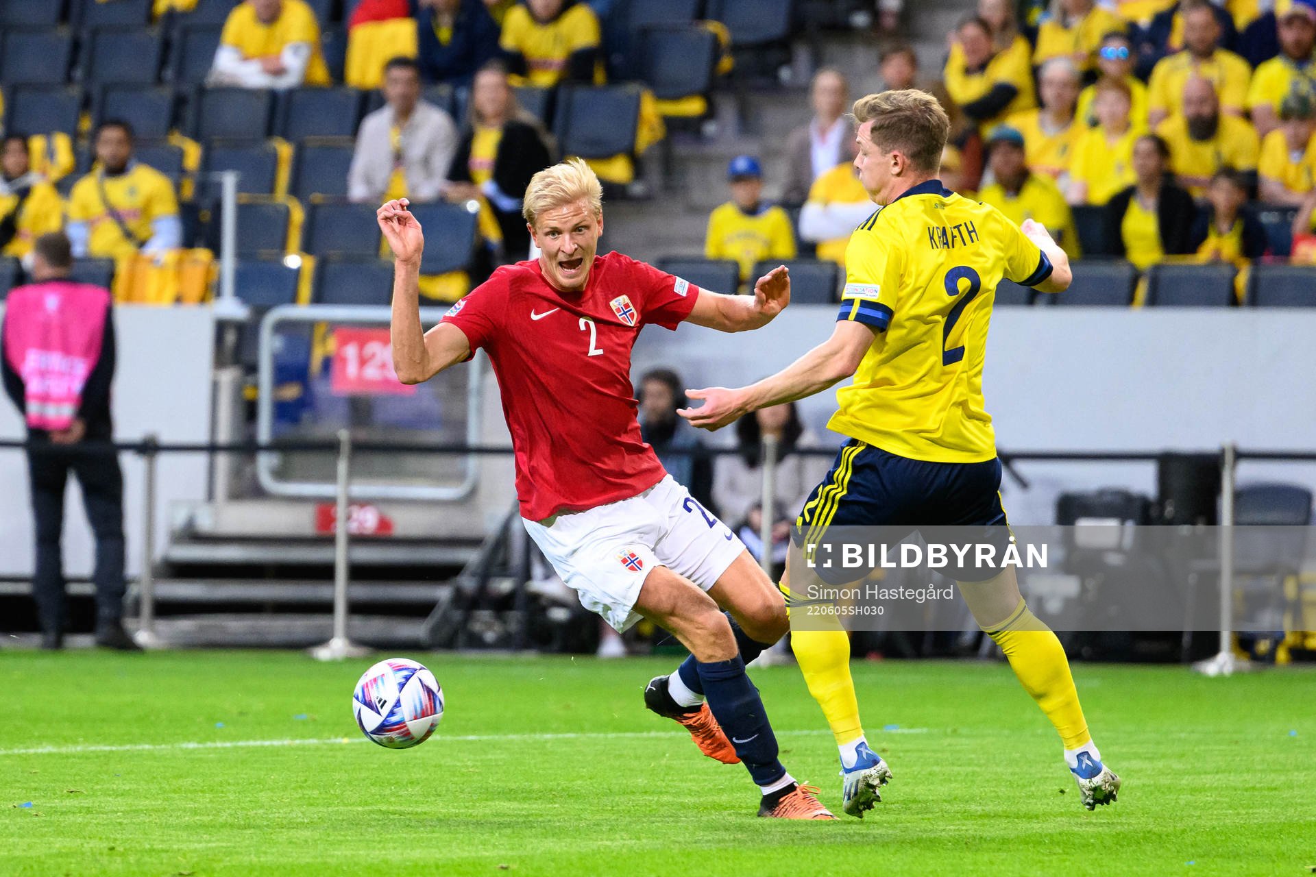 Morten Thorsby of Norway and Emil Krafth of Sweden