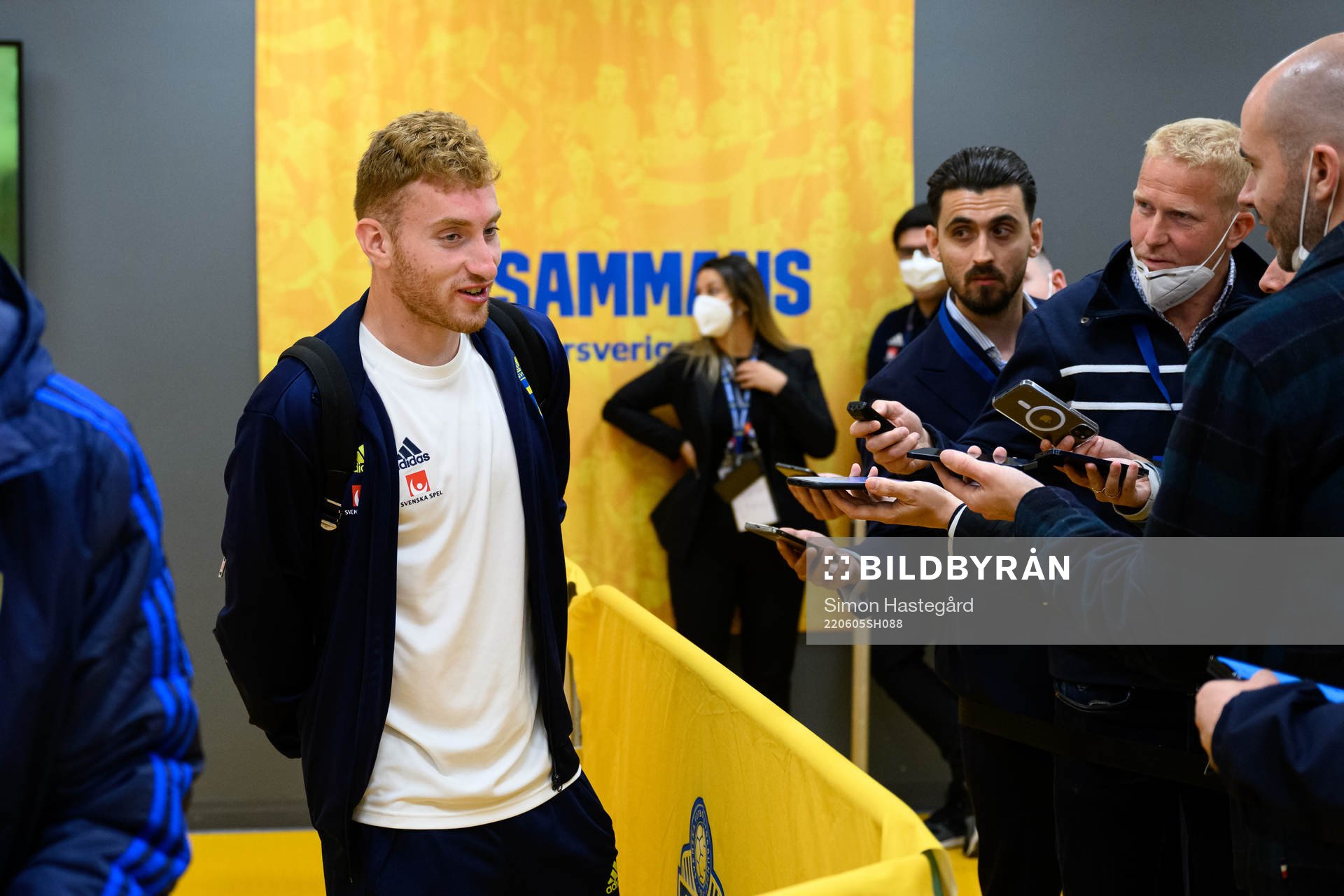 Dejan Kulusevski in the mixed zone after the Nations League football match between Sweden and Norway on June 5, 2022 in Stockholm. 