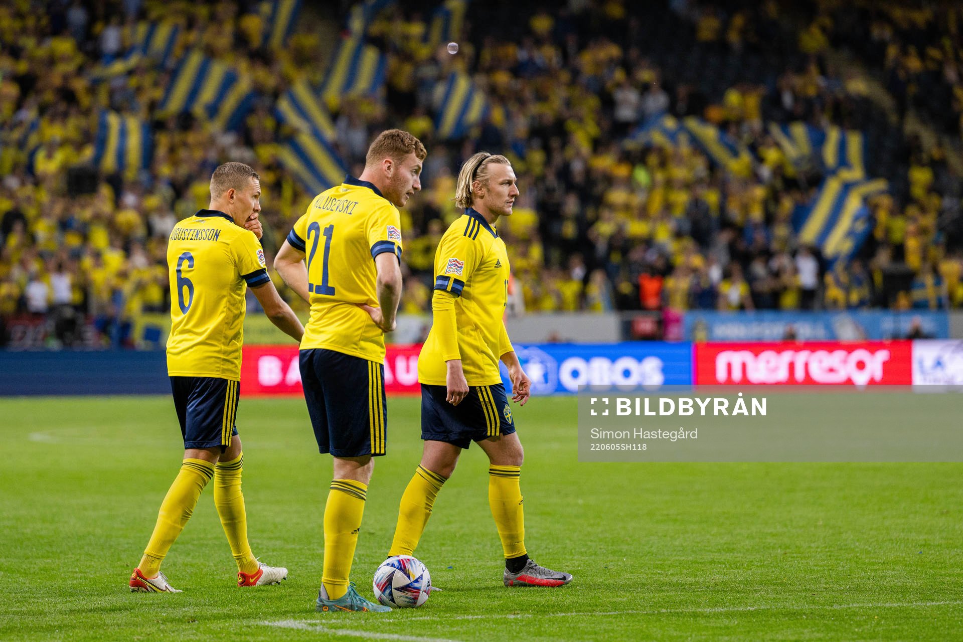 Ludwig Augustinsson , Dejan Kulusevski and Emil Forsberg of