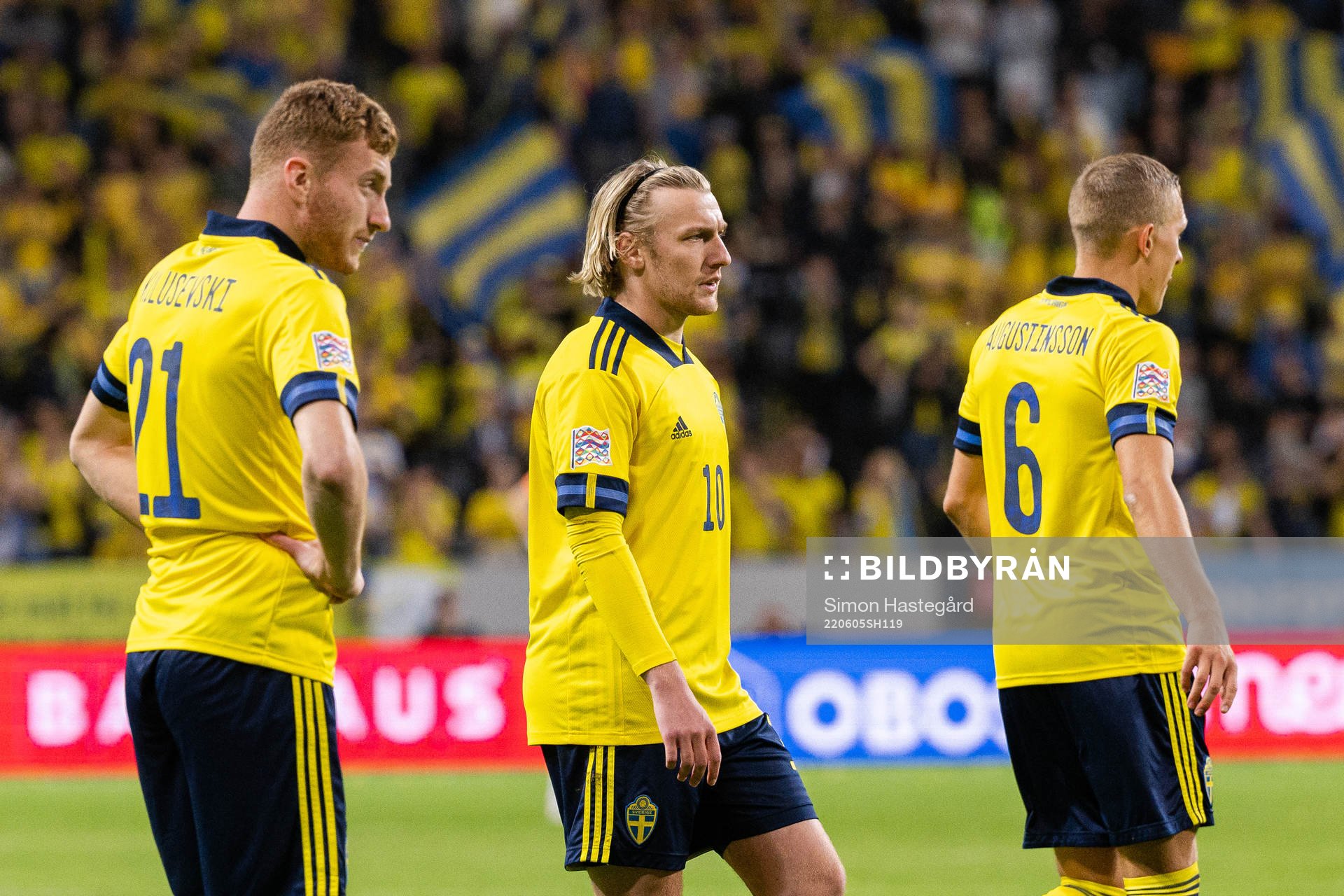 Ludwig Augustinsson , Dejan Kulusevski and Emil Forsberg of