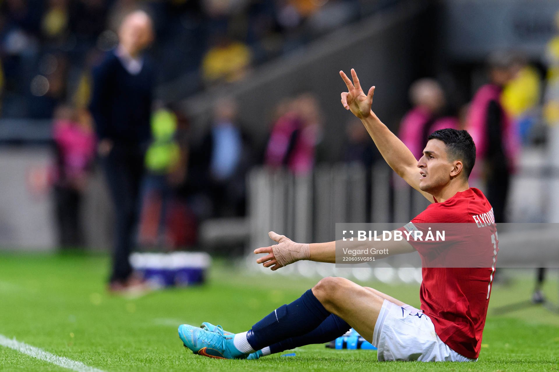 Mohamed Elyounoussi of Norway reacts