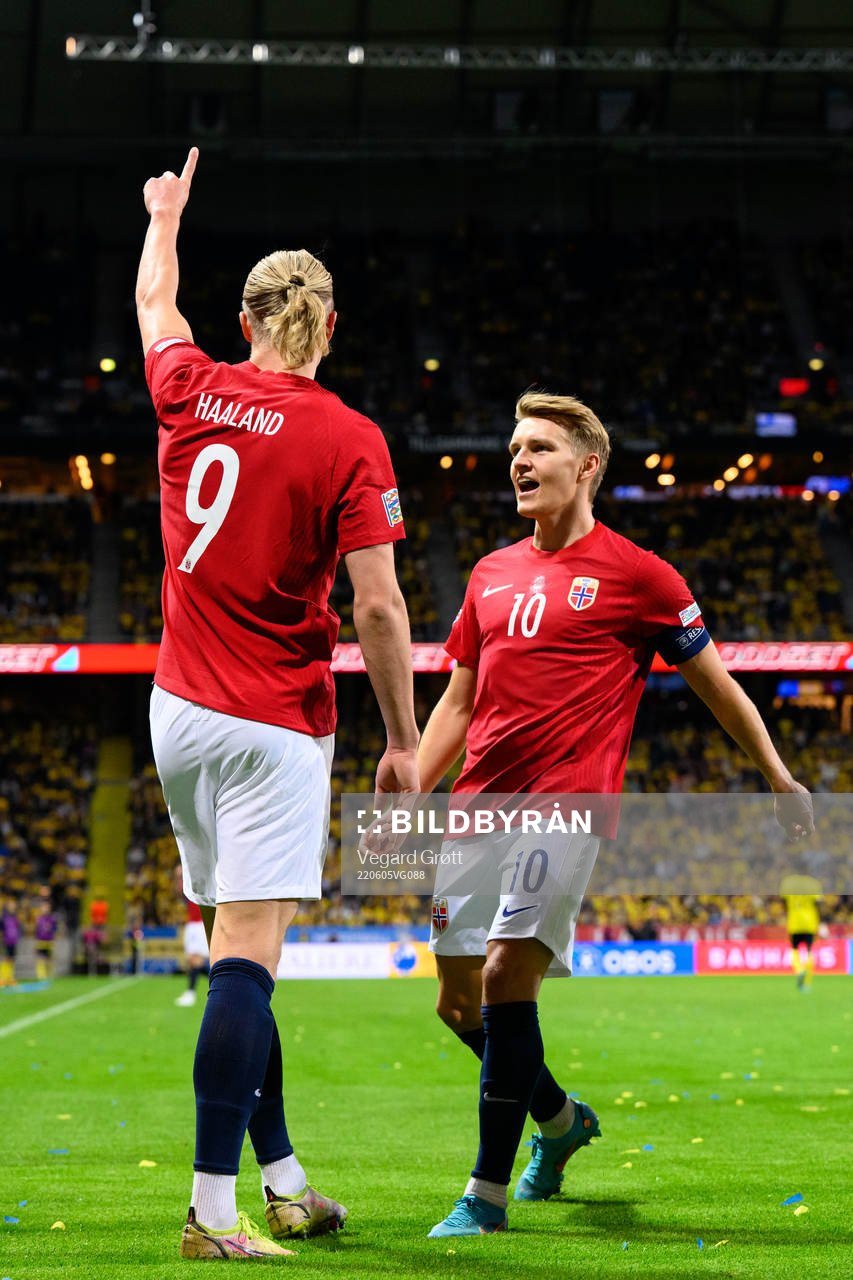 Erling Braut Haaland of Norway celebrates with Martin