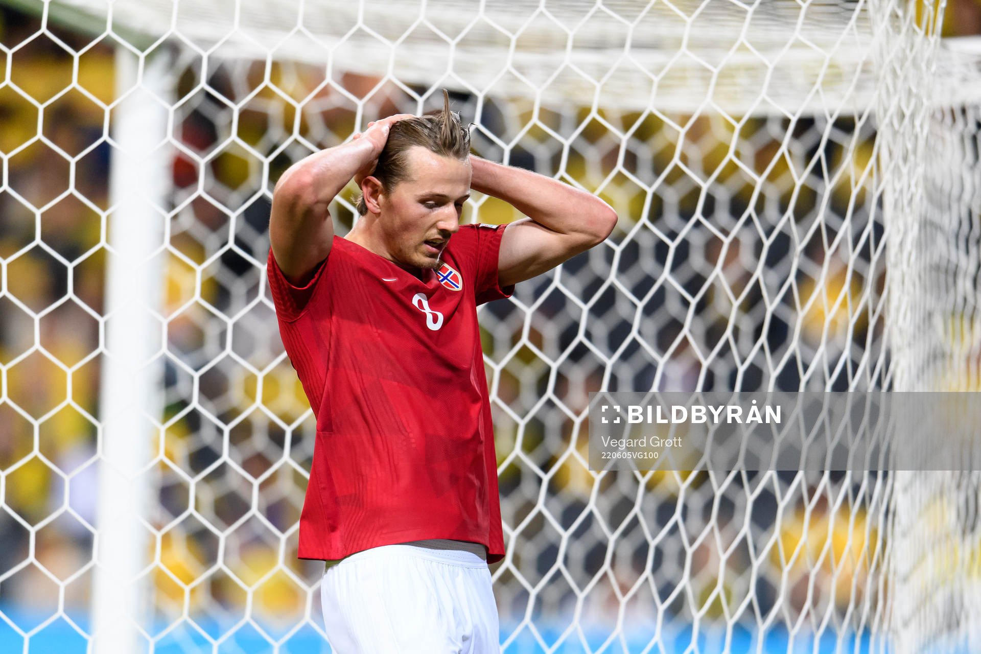 Sander Bergeof Norway looks dejected