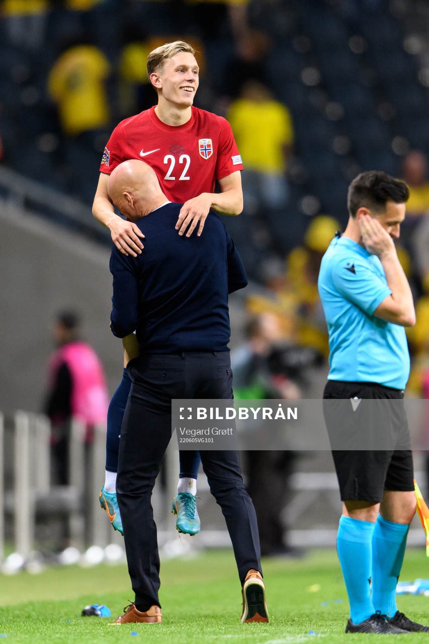 Ståle Solbakken, head coach of Norway, and Marcus Holmgren