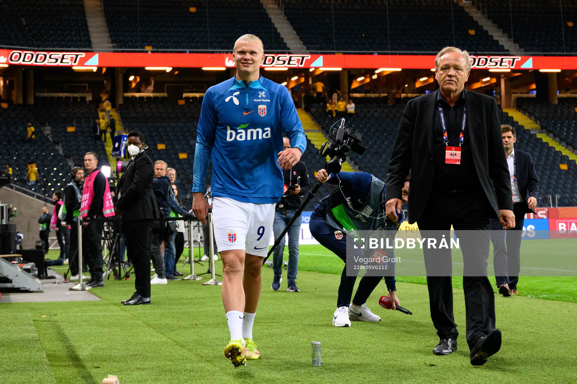 Erling Braut Haaland of Norway and Geir Ellefsen, head of