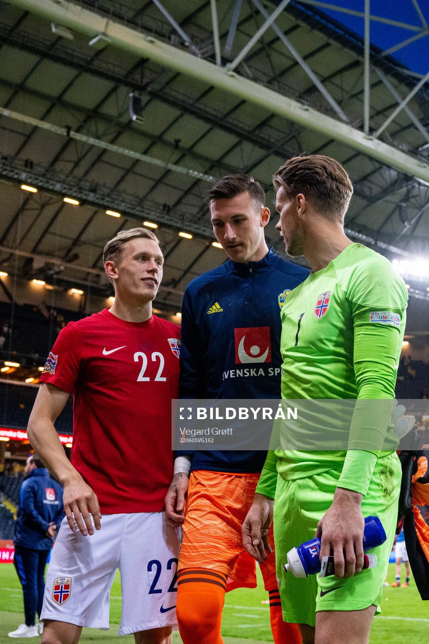 Marcus Holmgren Pedersen of Norway, goalkeeper Andreas