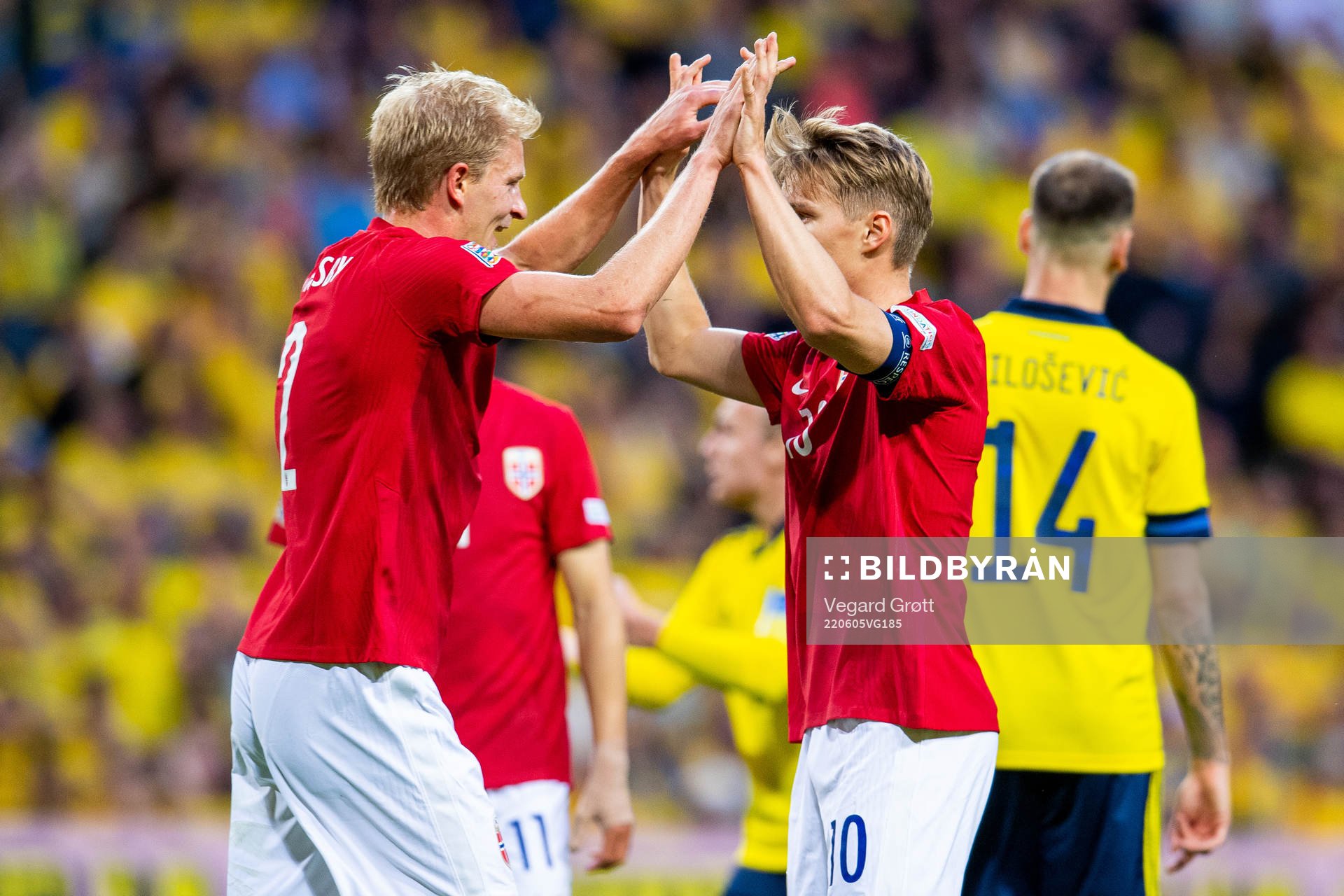 Morten Thorsby and Martin Ødegaard celebrate