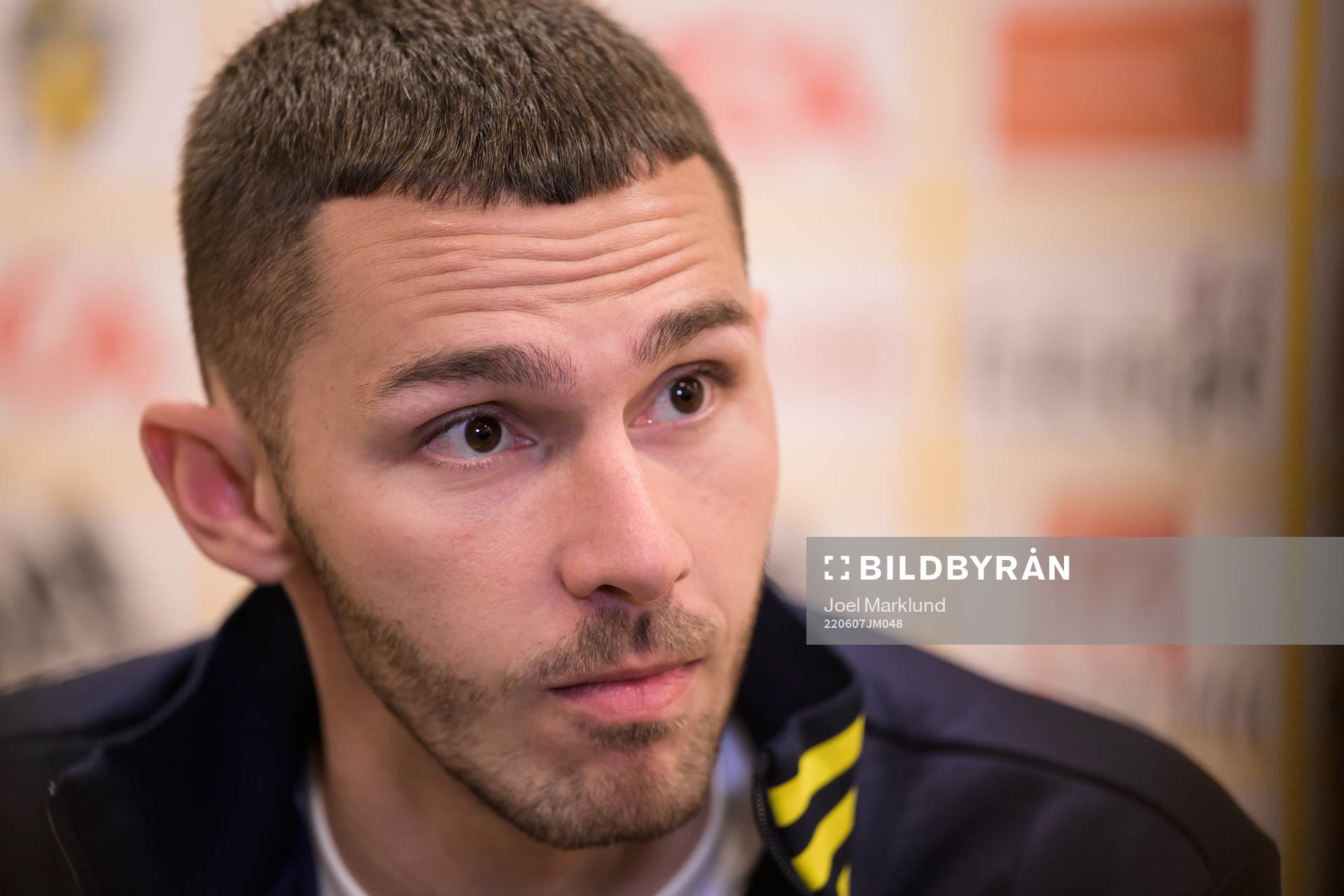 Branimir Hrgota of the Swedish national football team after a training session on June 7, 2022 in Stockholm. 