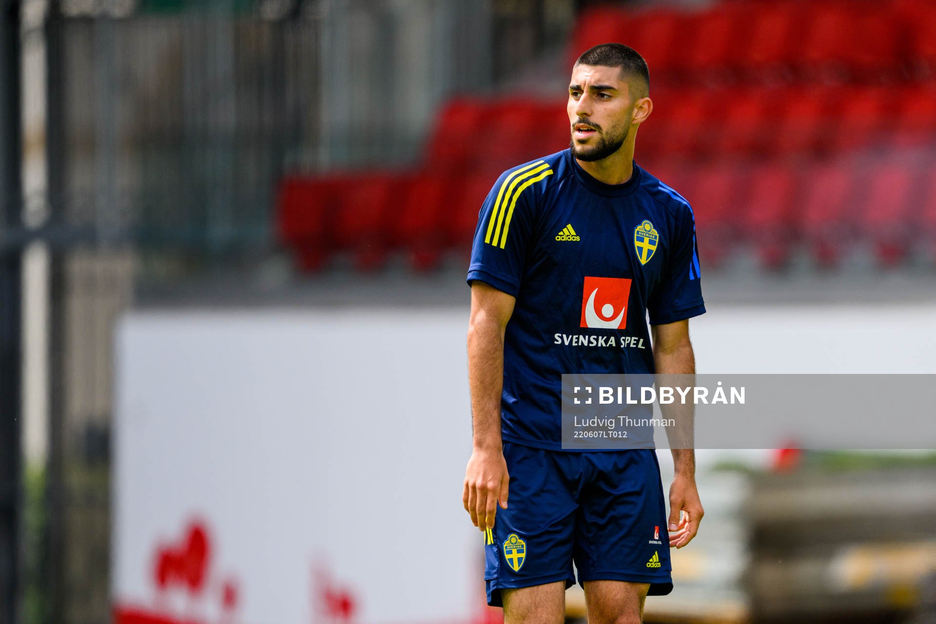Rami Al Hajj during a training session with the men's national under-21 football team of Sweden on June 7, 2022 in Helsingborg. 
