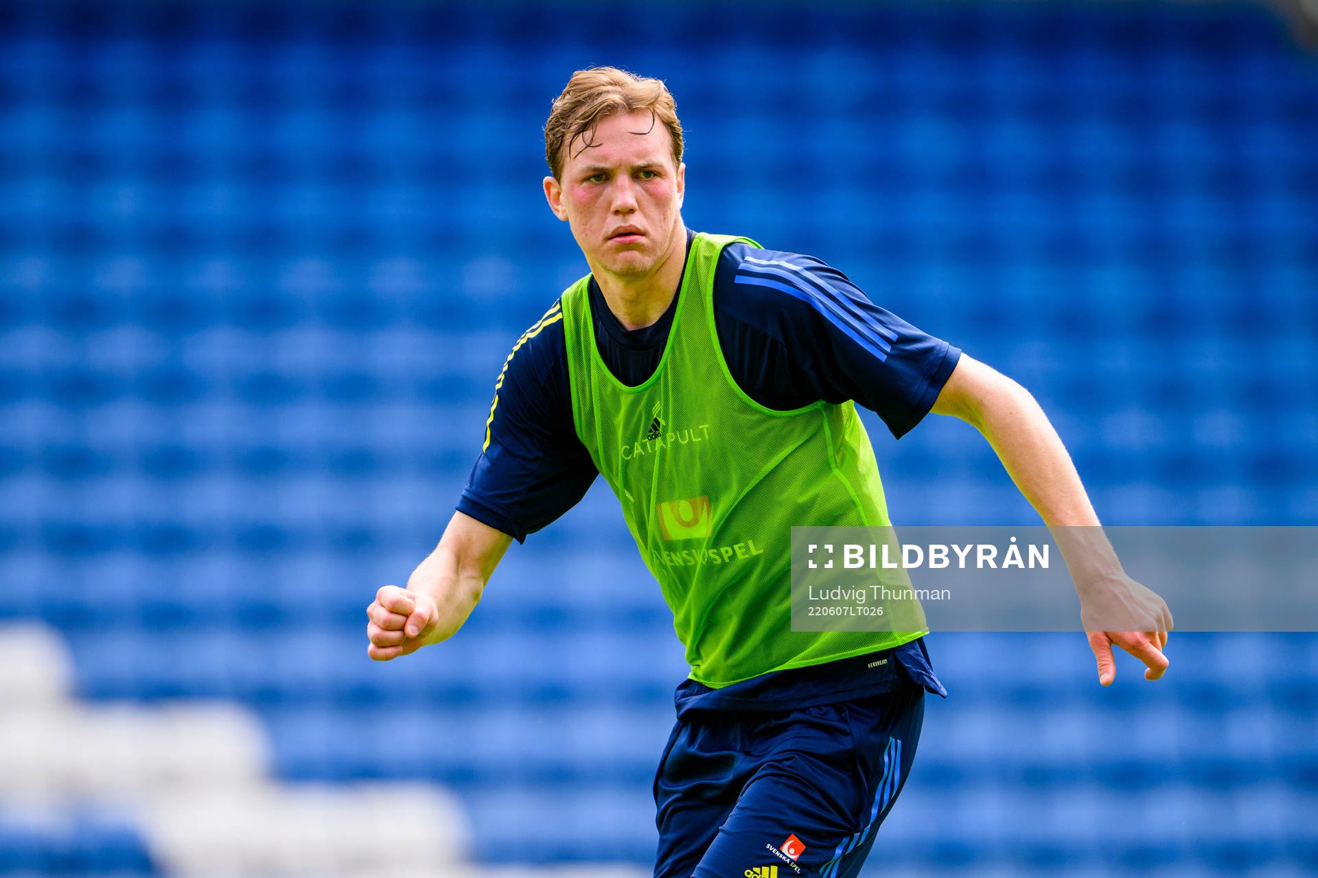 Adam Carlén during a training session with the men's national under-21 football team of Sweden on June 7, 2022 in Helsingborg. 