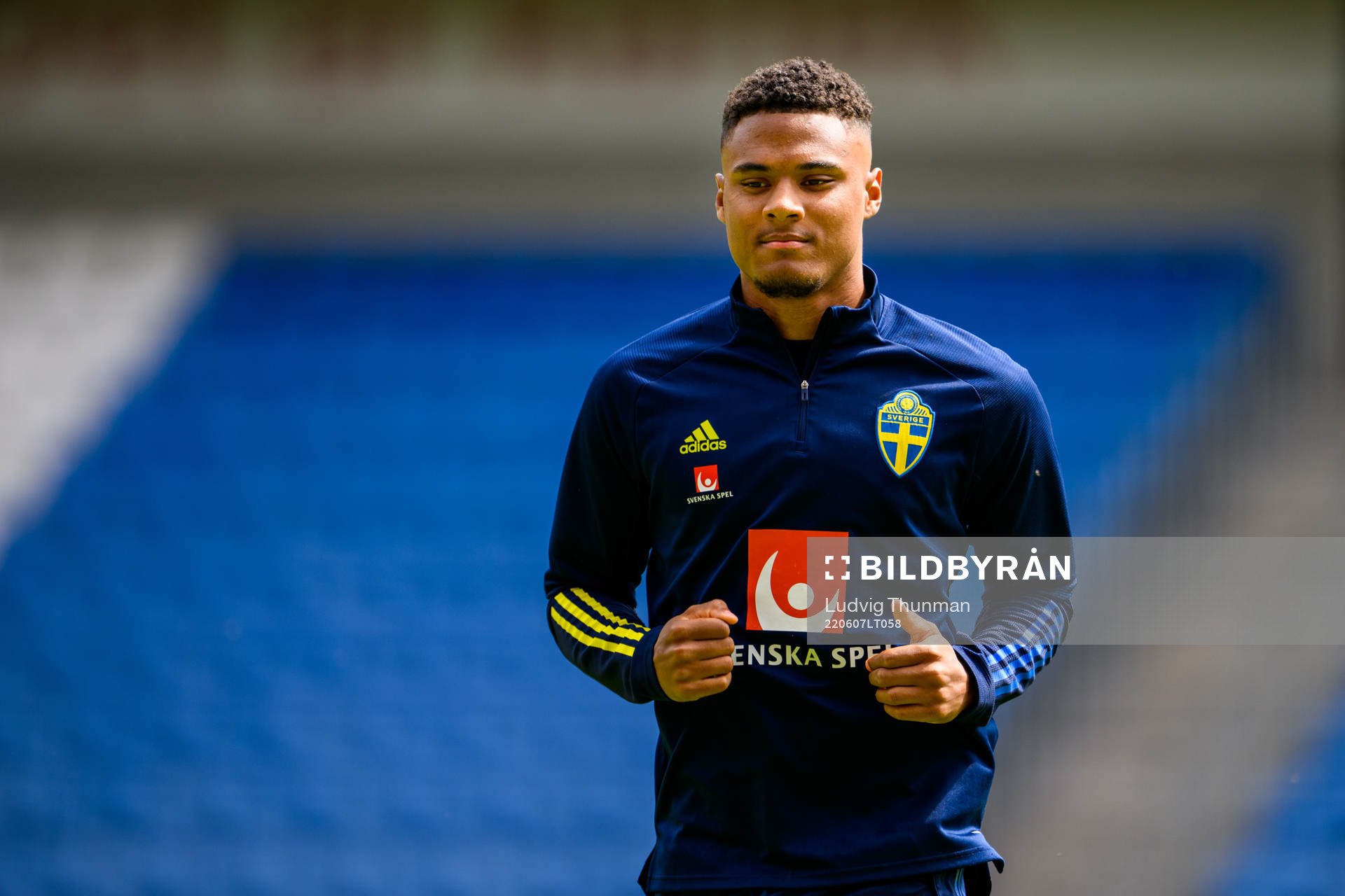 Amin Sarr during a training session with the men's national under-21 football team of Sweden on June 7, 2022 in Helsingborg. 